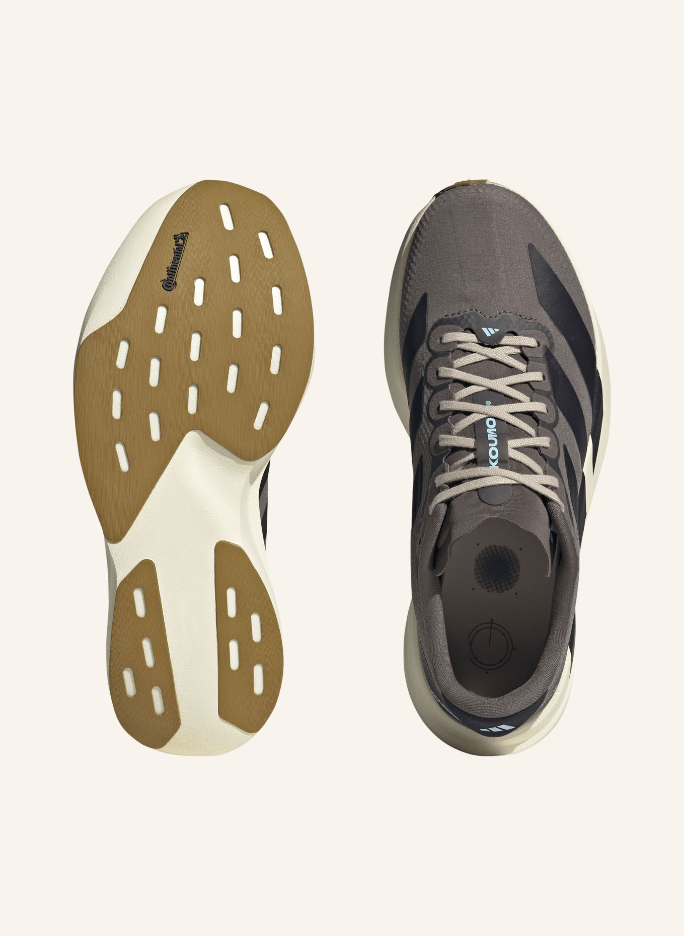 adidas ADIZERO EVO SL Running Shoes: TAUPE / BLACK