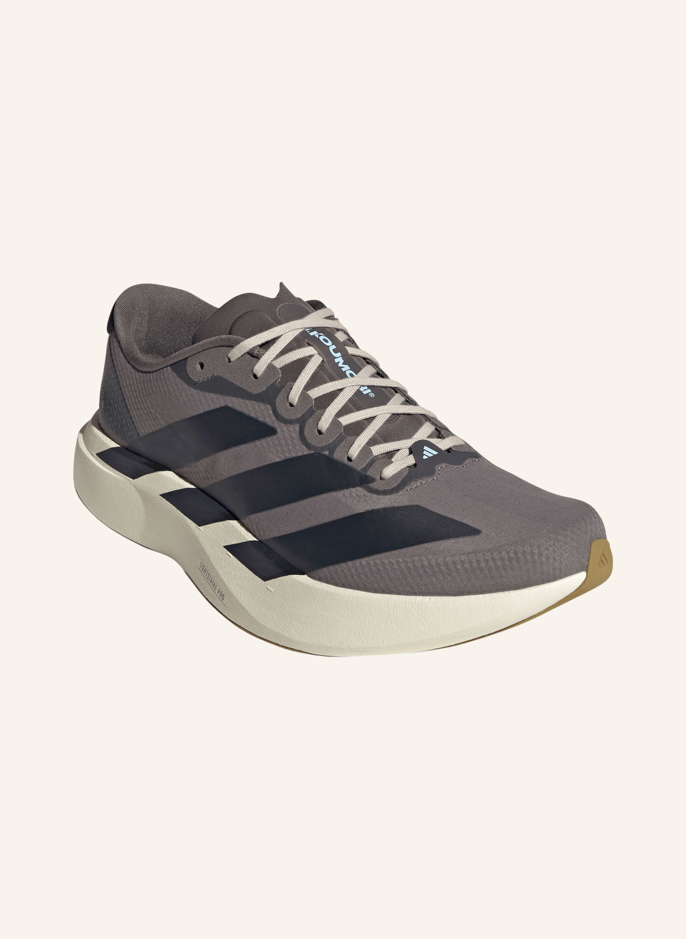 adidas ADIZERO EVO SL Running Shoes: DARK GRAY / LIGHT BLUE / BLACK