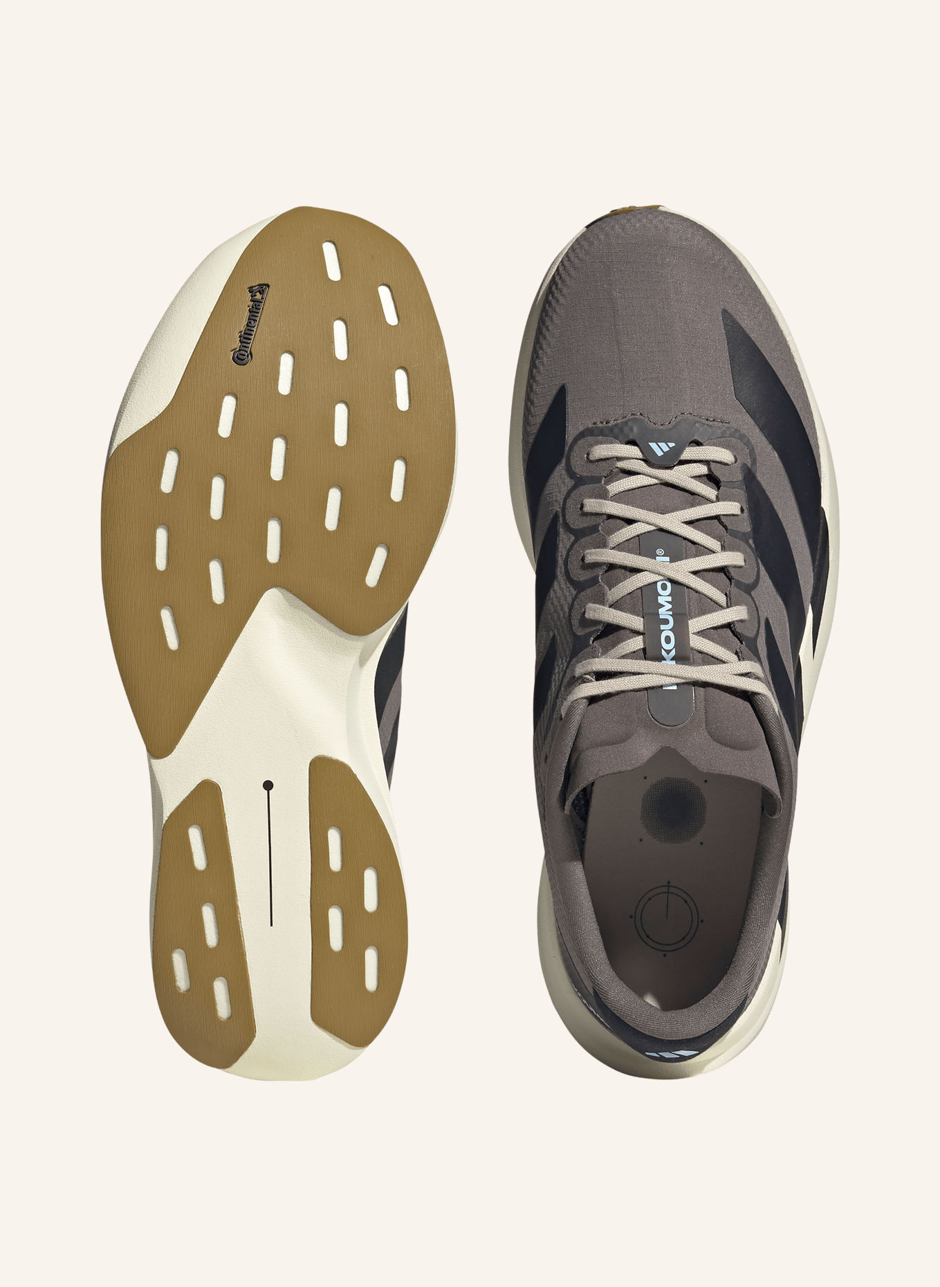 adidas ADIZERO EVO SL Running Shoes: DARK GRAY / LIGHT BLUE / BLACK
