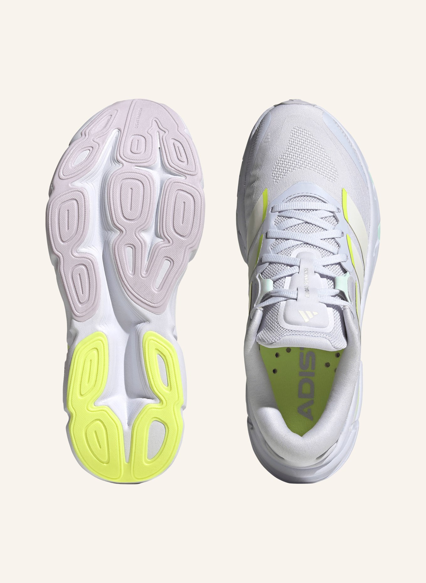 adidas Laufschuhe ADISTAR 5: WEISS / ECRU / NEONGRÜN