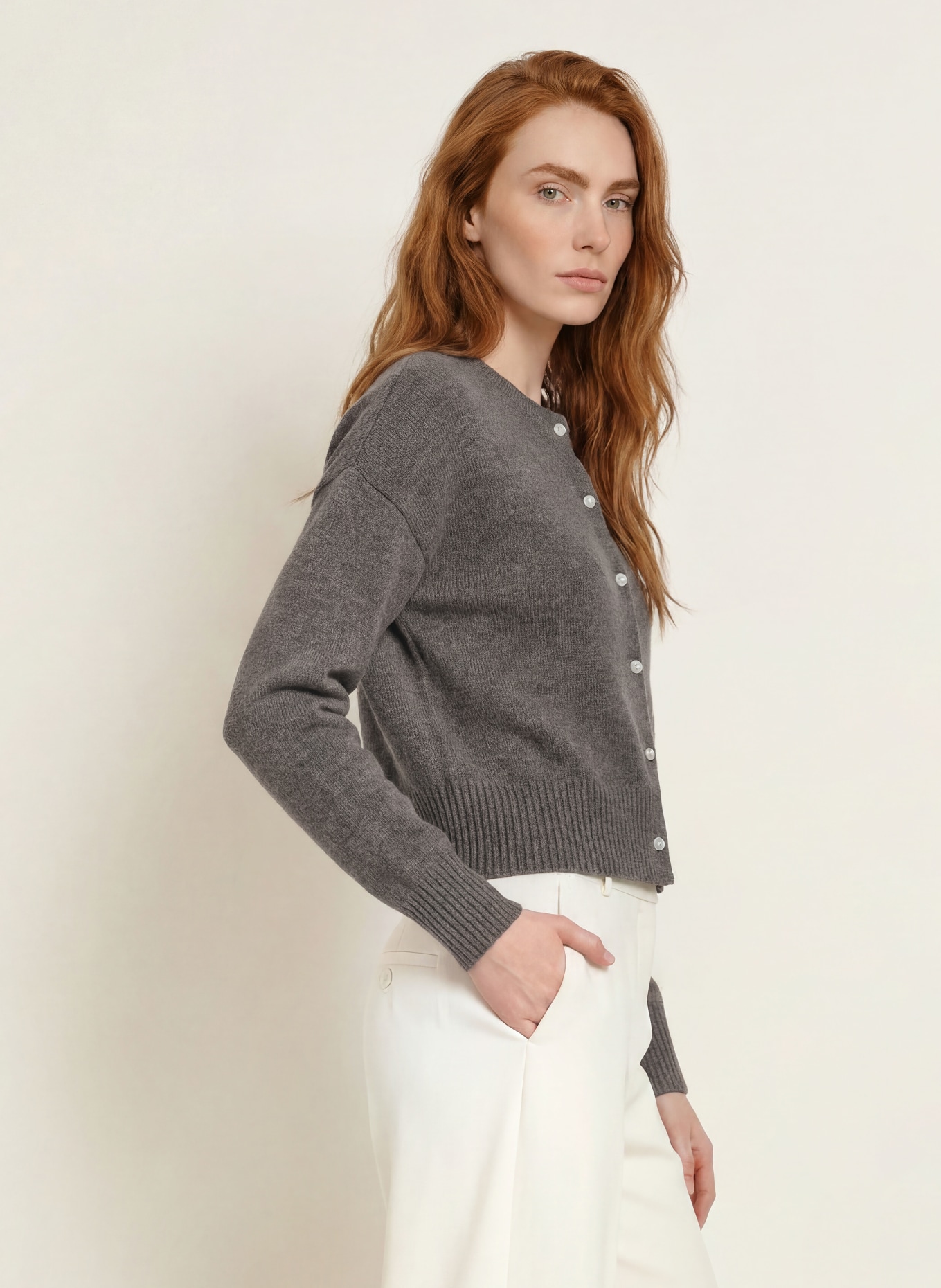 darling harbour Strickjacke mit Cashmere: truffle melange
