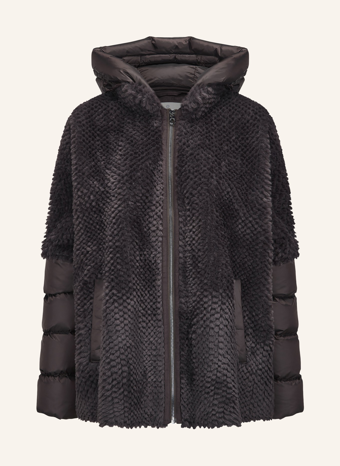 MILESTONE Kunstfell-Jacke MSWEGA mit abnehmbarer Kapuze: DUNKELBRAUN