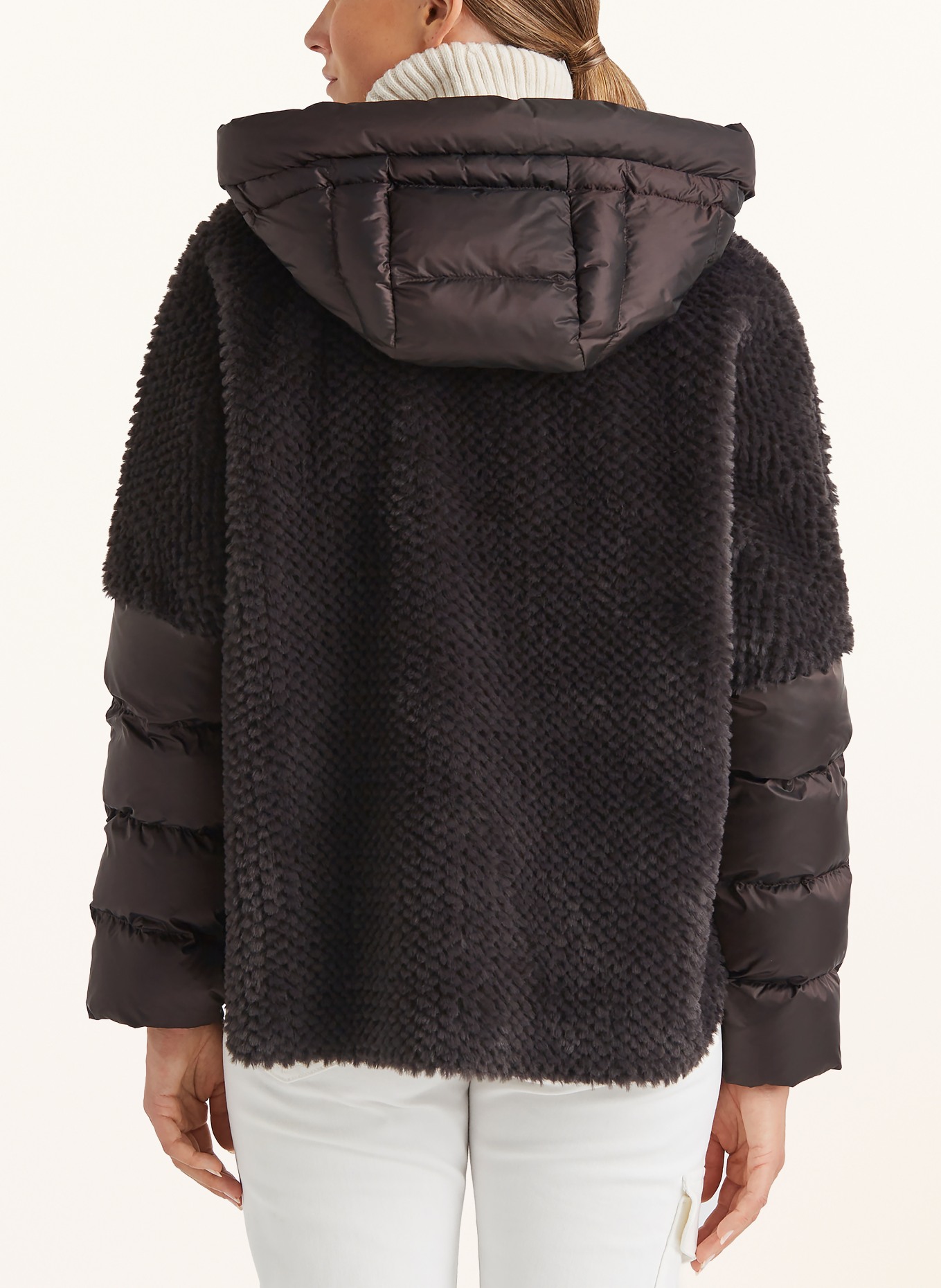 MILESTONE Kunstfell-Jacke MSWEGA mit abnehmbarer Kapuze: DUNKELBRAUN
