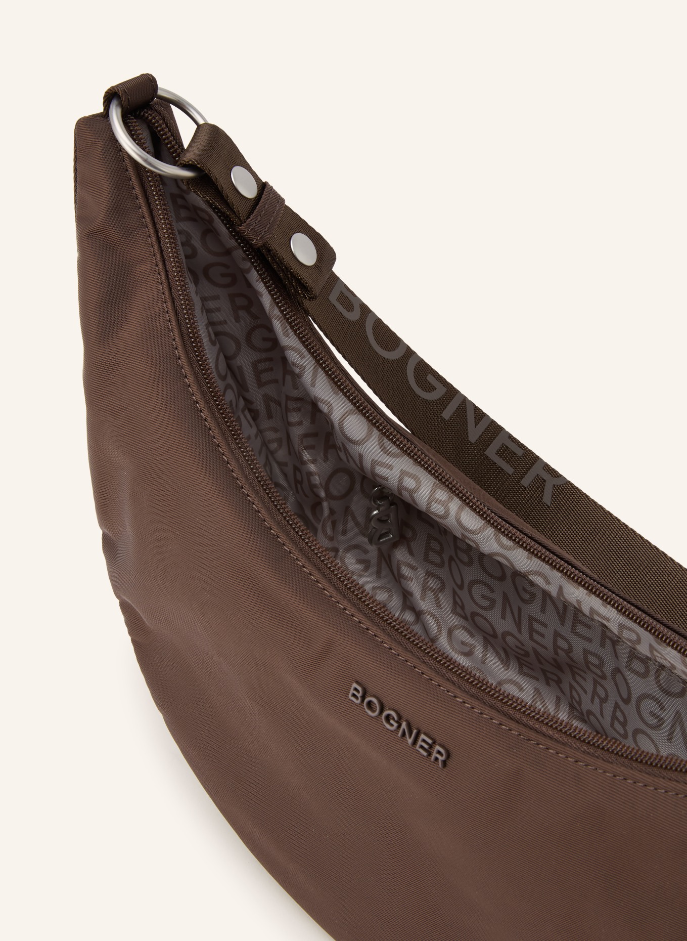 BOGNER Schultertasche WALLIS KYLA: DUNKELBRAUN / SILBER