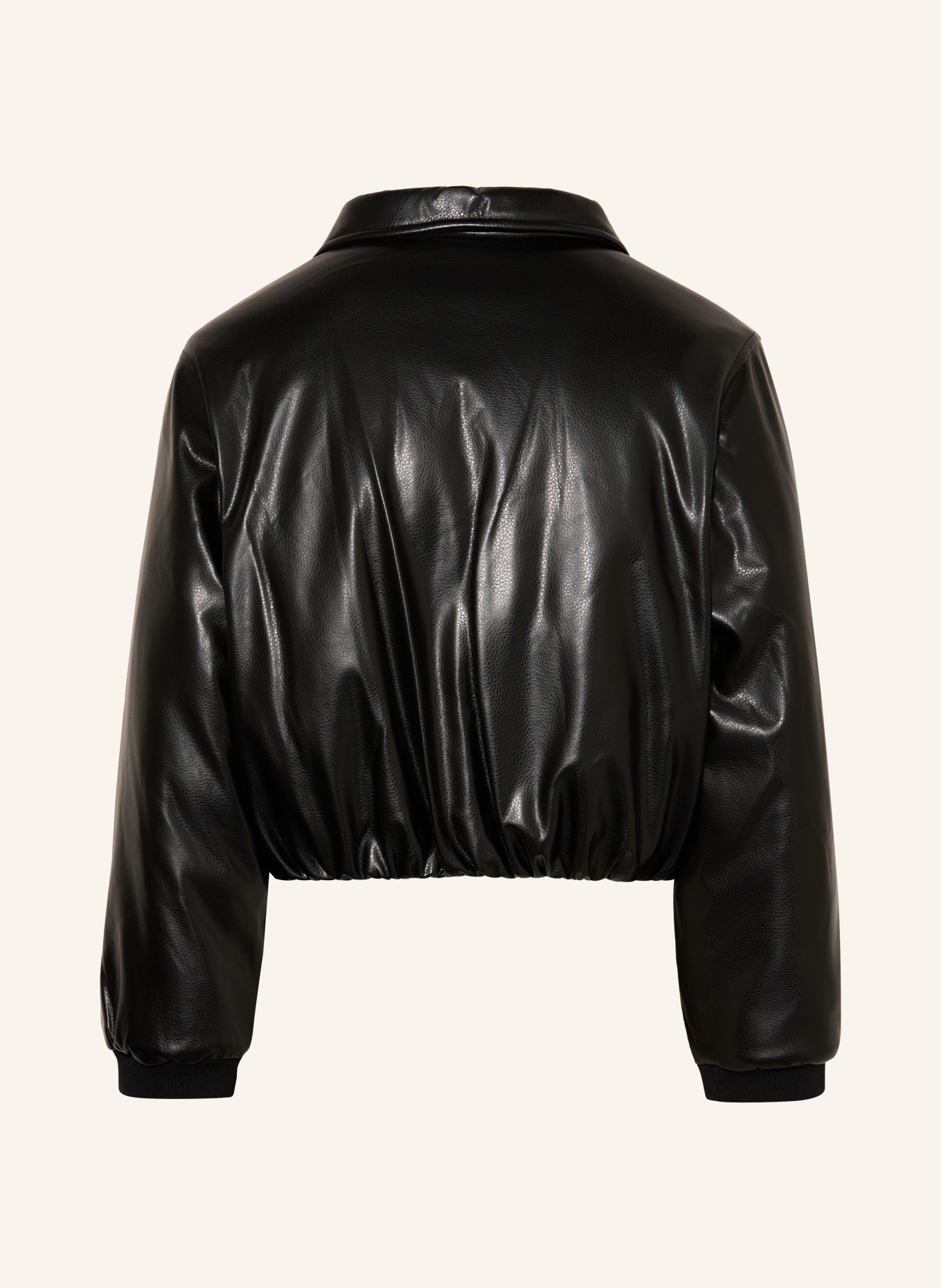 GUESS Jachetă cu aspect de piele: NEGRU