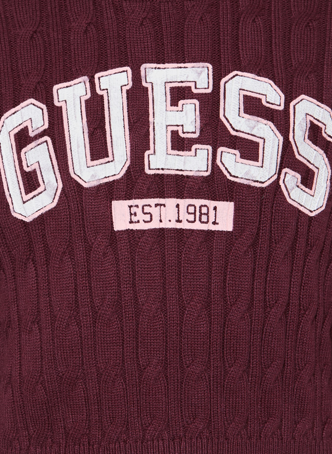 GUESS Trui: DONKERROOD / ROZE / WIT