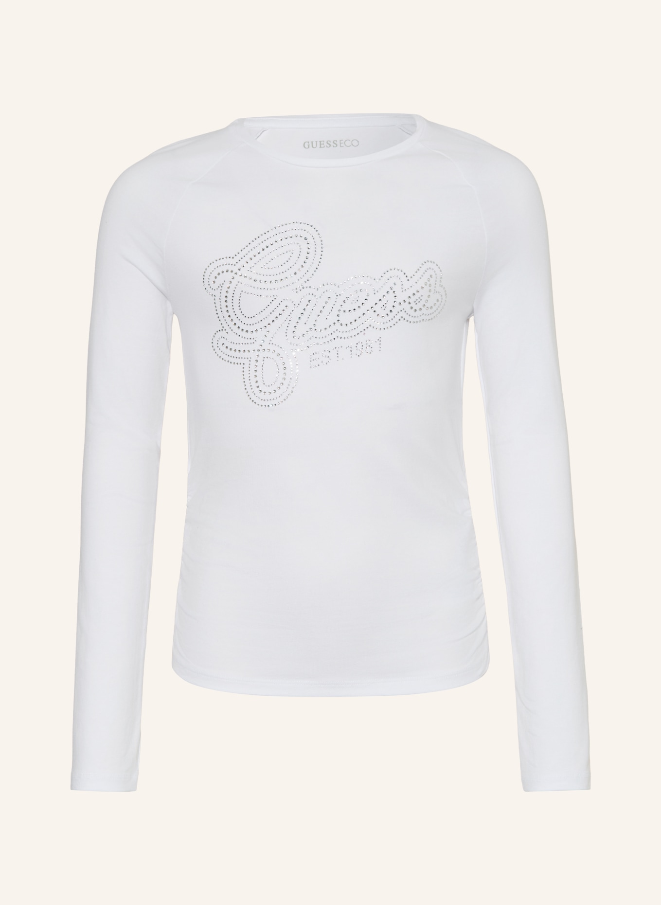 GUESS Longsleeve met sierstenen: WIT