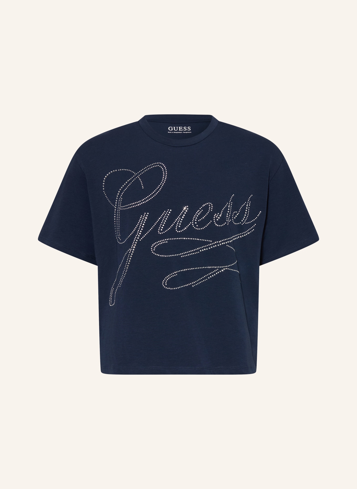 GUESS T-shirt med strass: MÖRKBLÅ