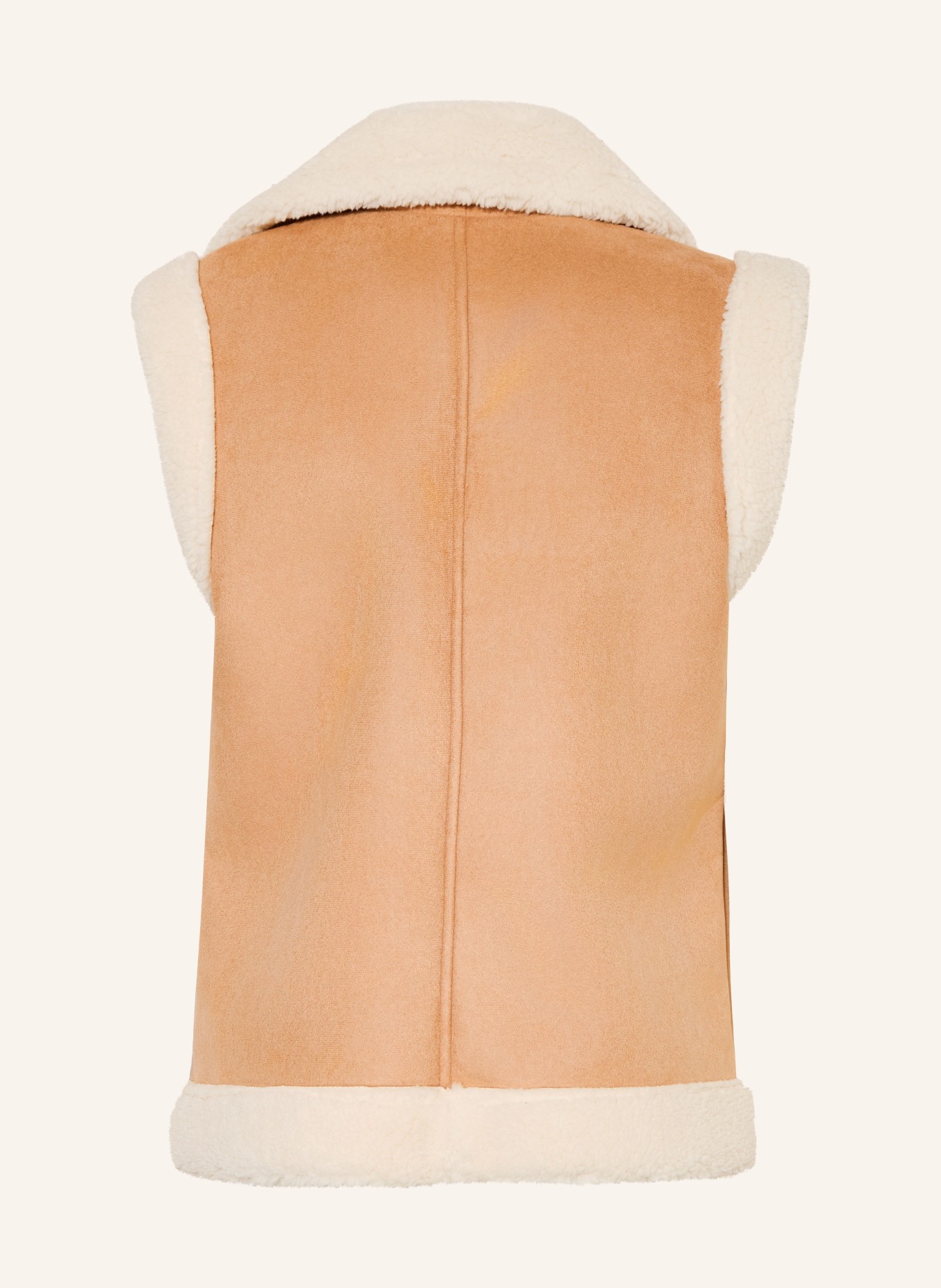 GUESS Bodywarmer in leerlook met kunstbont: LICHTBRUIN