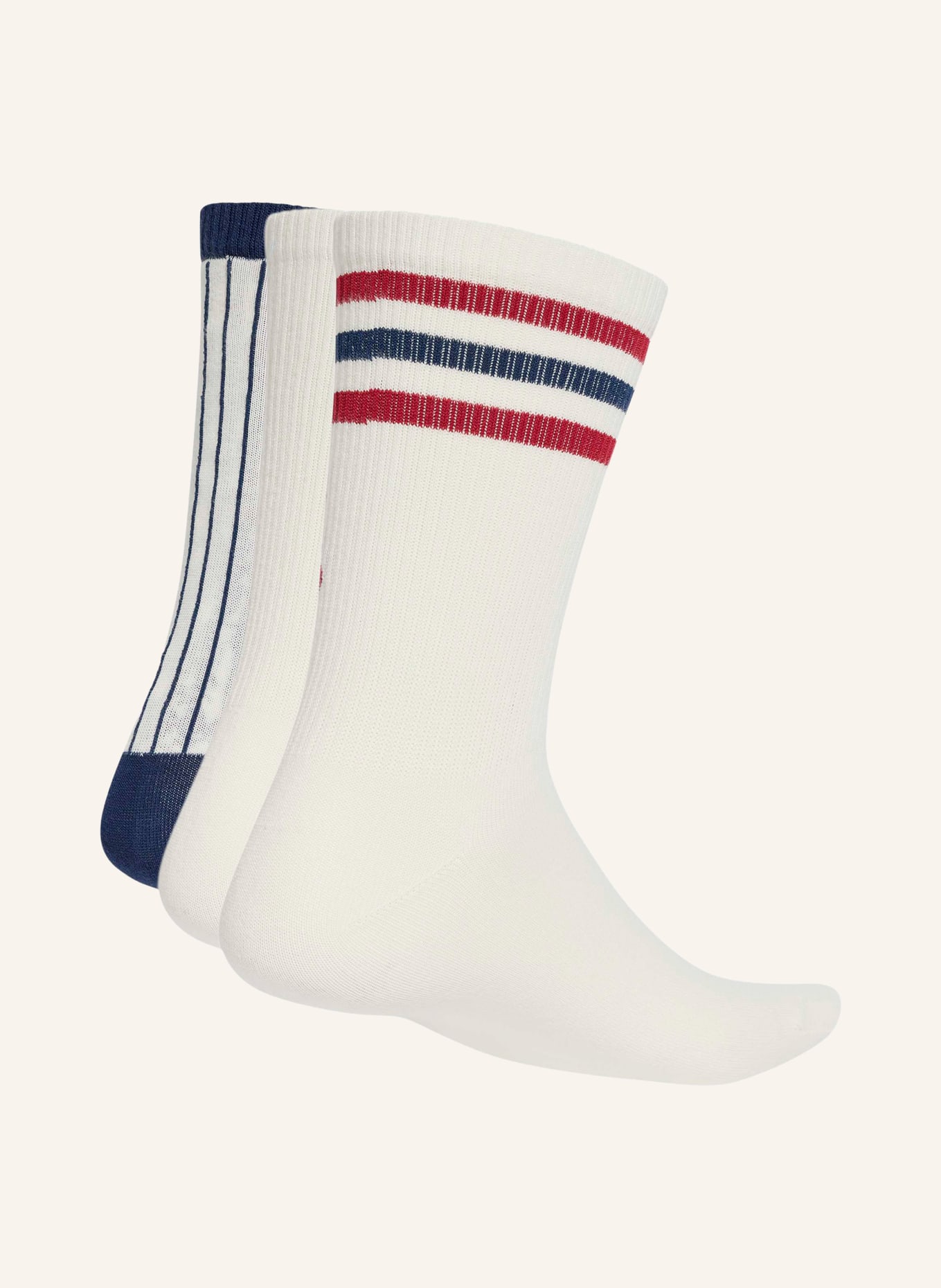 adidas Originals Set van 3 sokken RETRO SPORT CREW: WIT / DONKERROOD / DONKERBLAUW