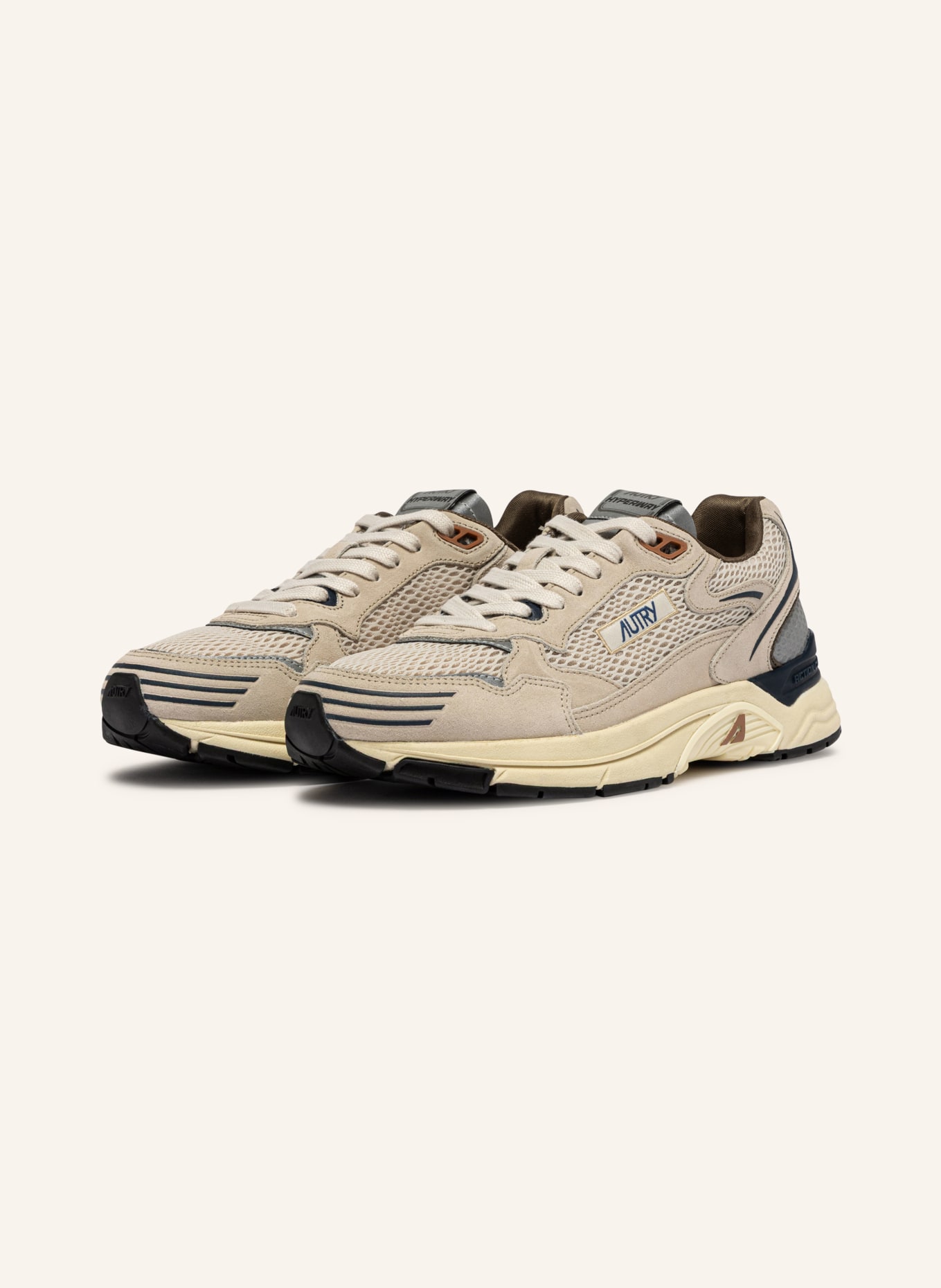 AUTRY Sneakers HYPERWAY LOW CI: GRIS CLAIR / MARRON / BLEU FONCÉ