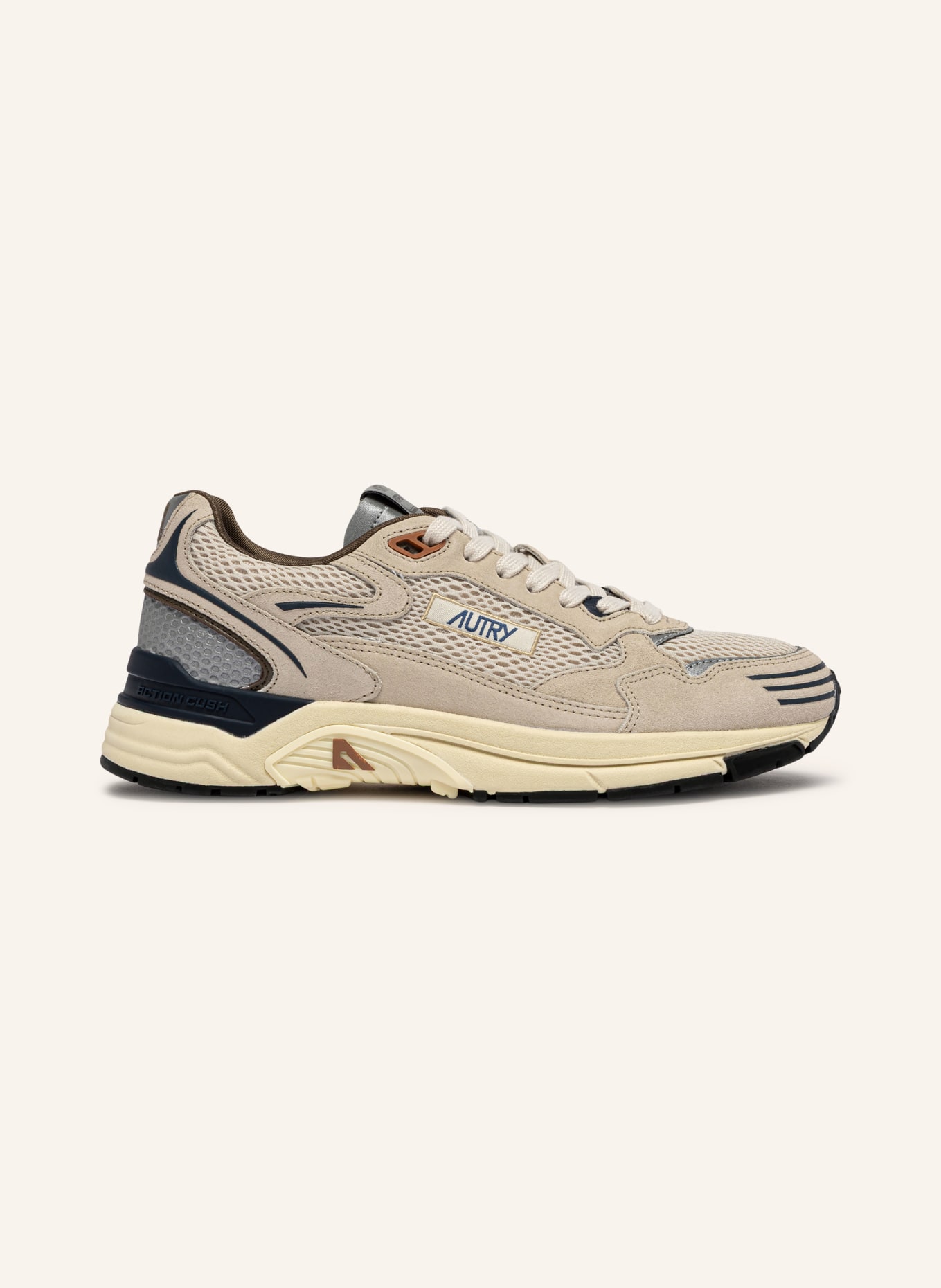 AUTRY Sneakers HYPERWAY LOW CI: GRIS CLAIR / MARRON / BLEU FONCÉ