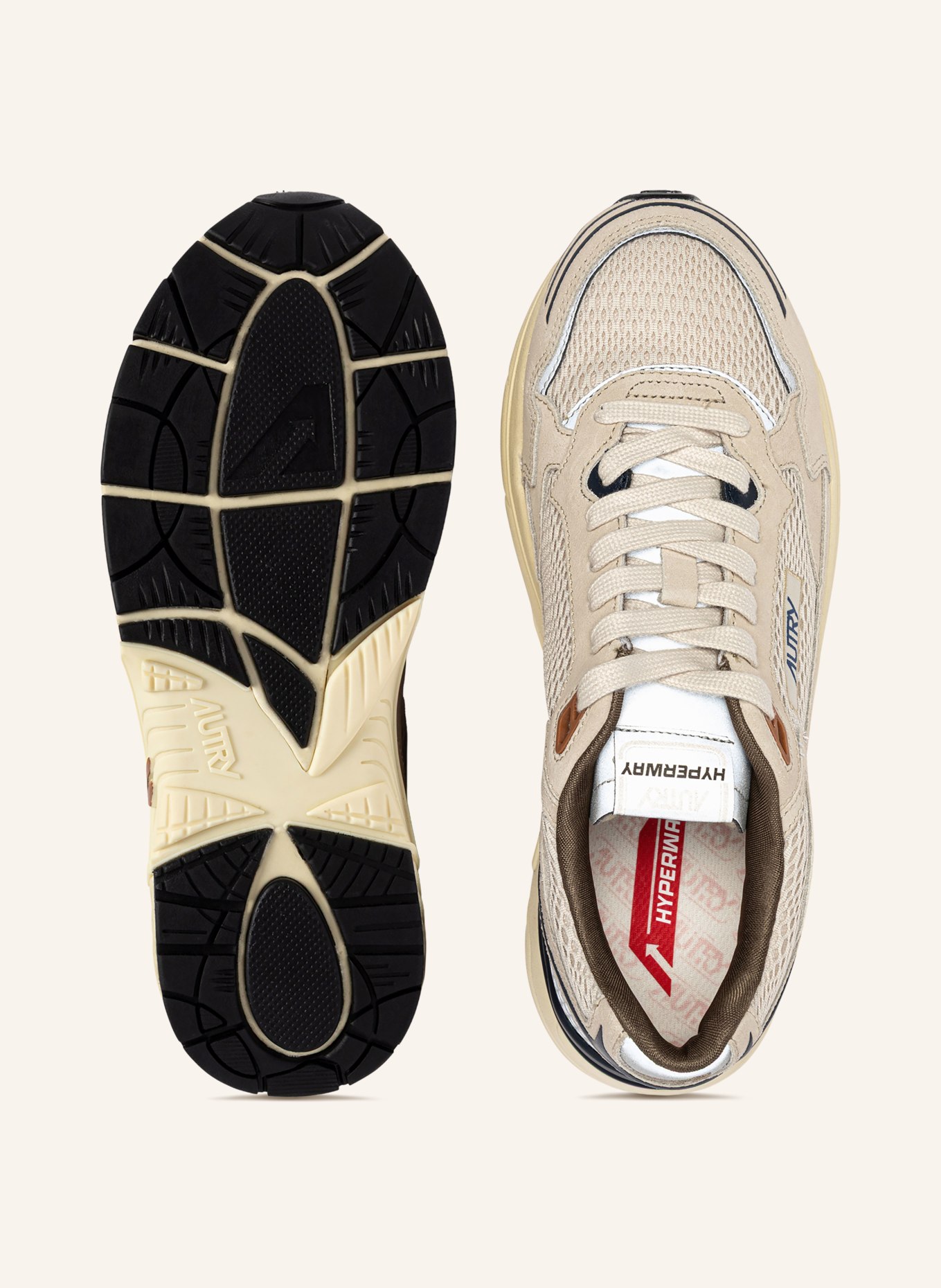 AUTRY Sneakers HYPERWAY LOW CI: GRIS CLAIR / MARRON / BLEU FONCÉ