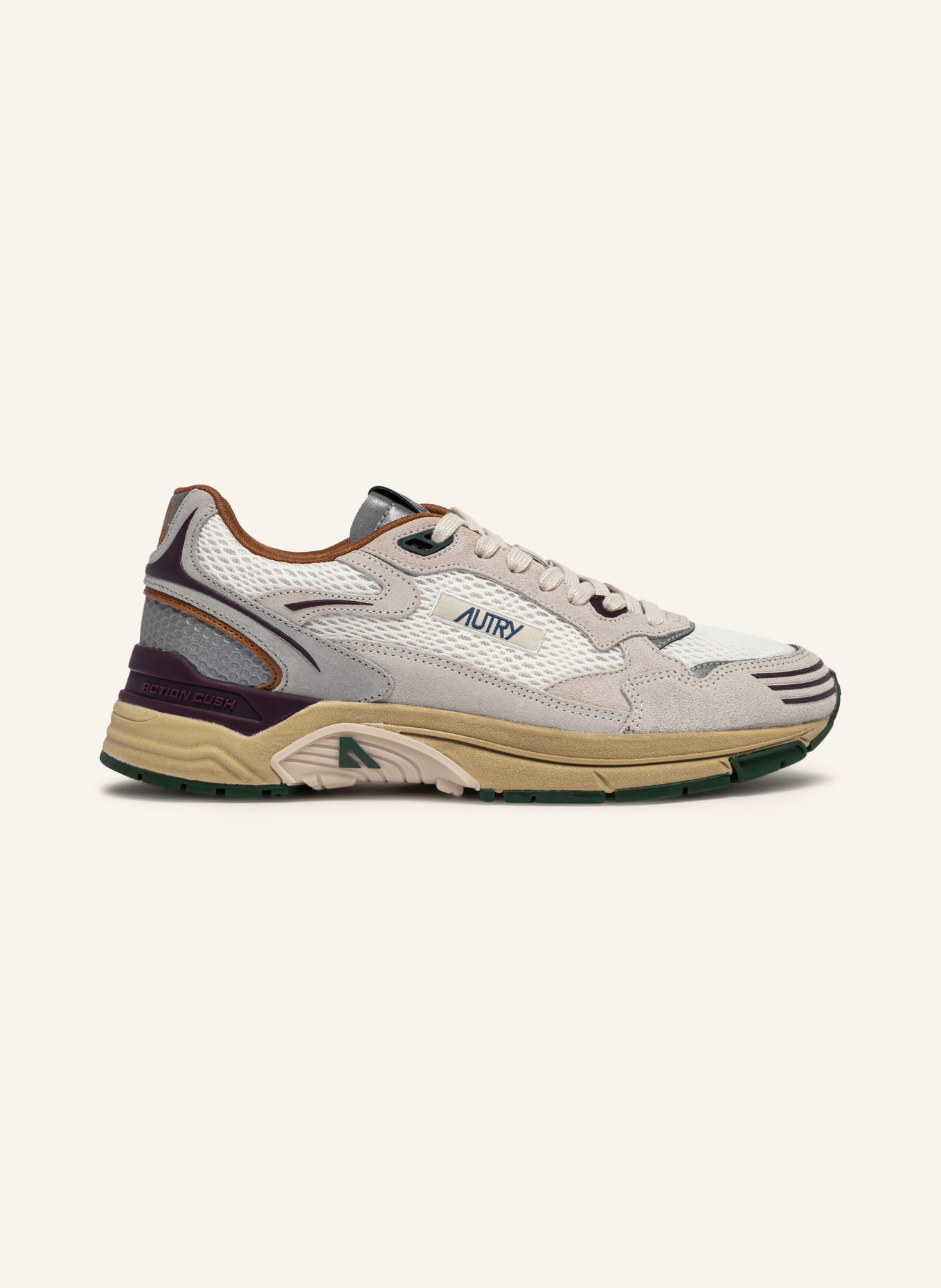 AUTRY Sneakers HYPERWAY LOW CI: WIT / LICHTGRIJS / DONKERPAARS