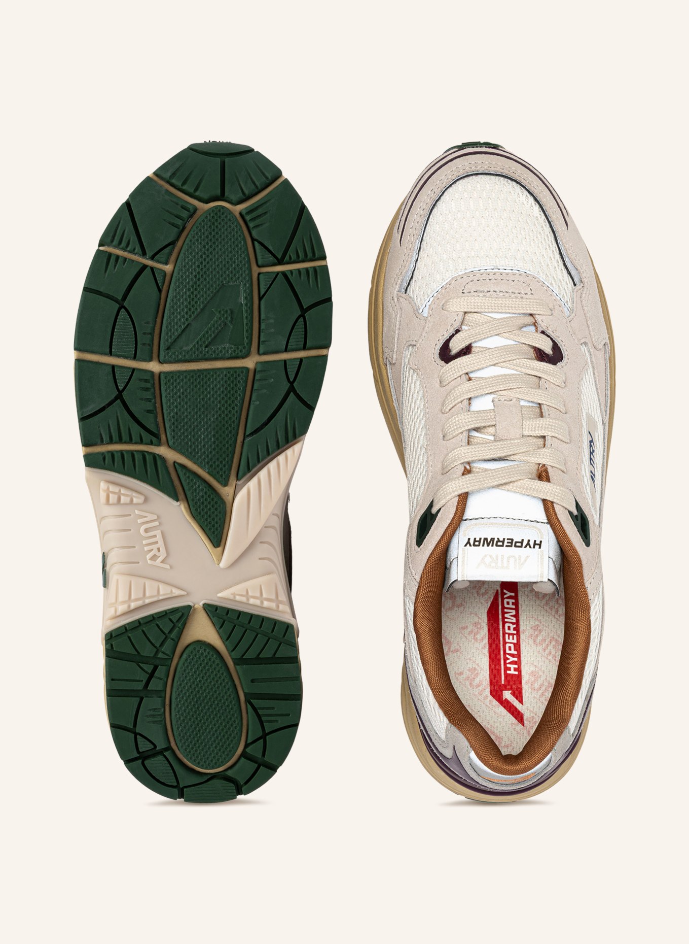 AUTRY Sneakers HYPERWAY LOW CI: WIT / LICHTGRIJS / DONKERPAARS