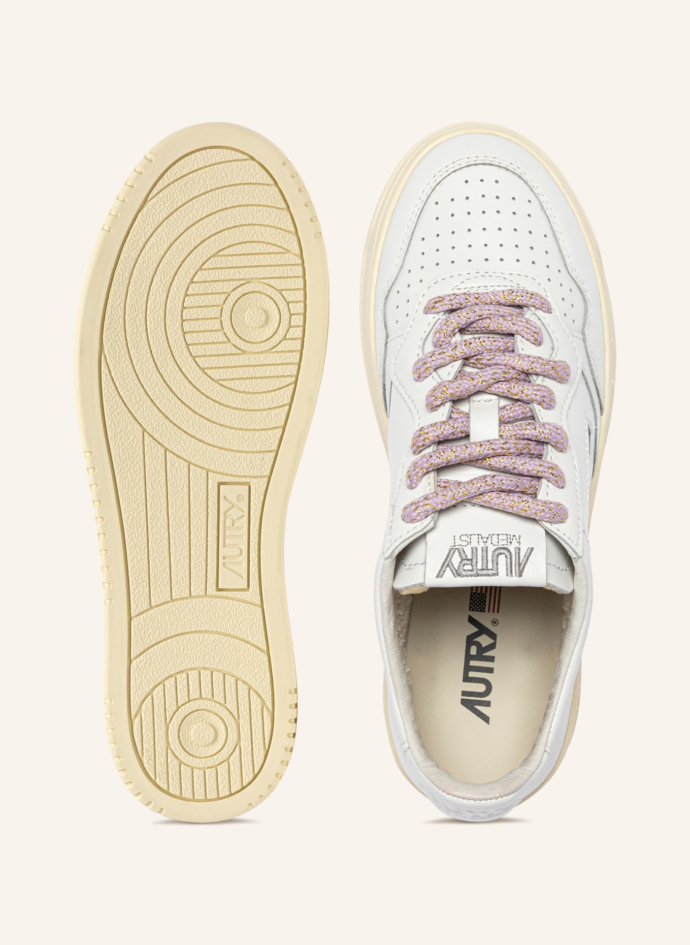 AUTRY Sneakersy MEDALIST LOW HJ: BÍLÁ / TMAVĚ HNĚDÁ