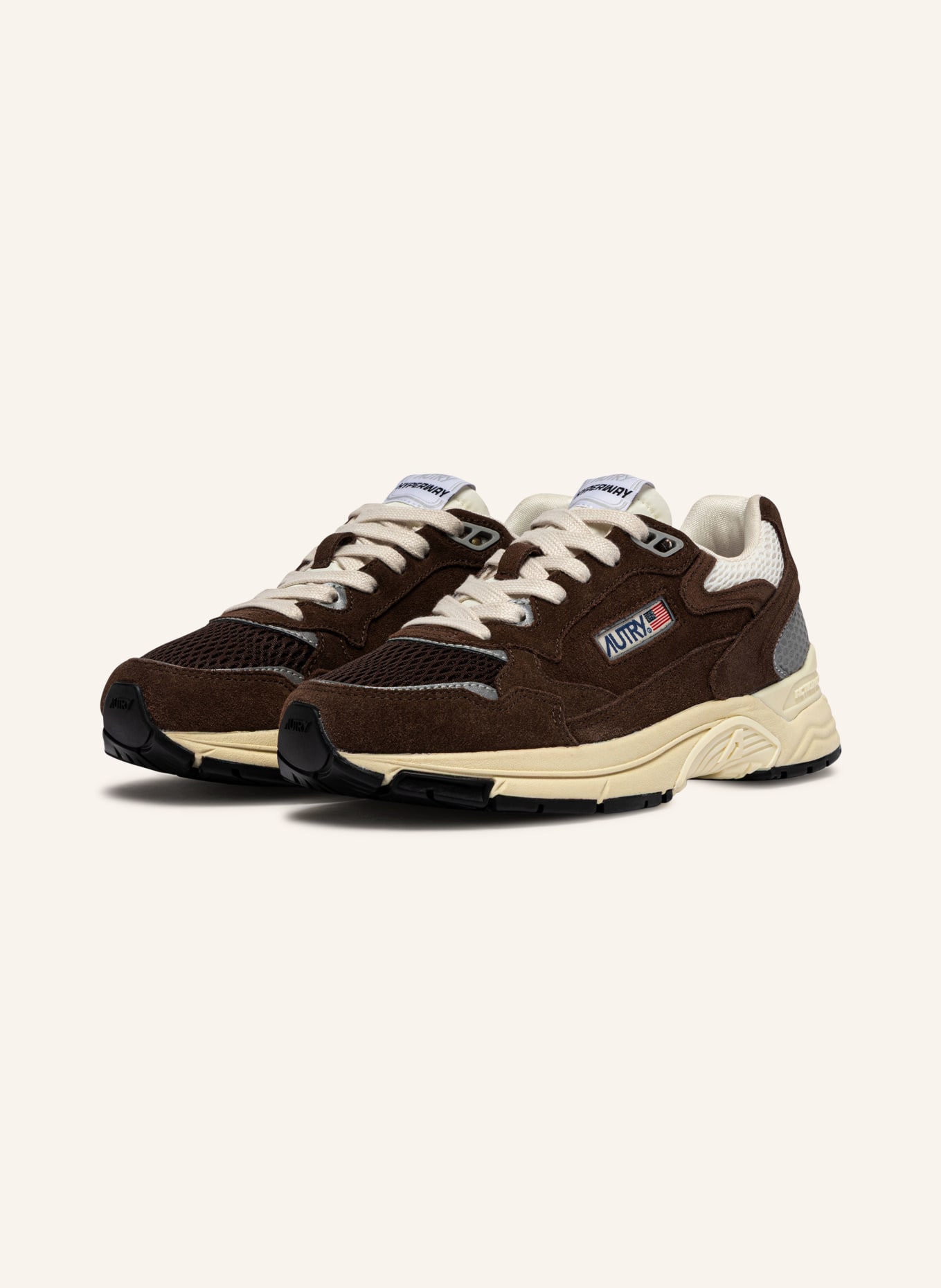 AUTRY Sneaker HYPERWAY LOW UM: DUNKELBRAUN / SILBER / WEISS