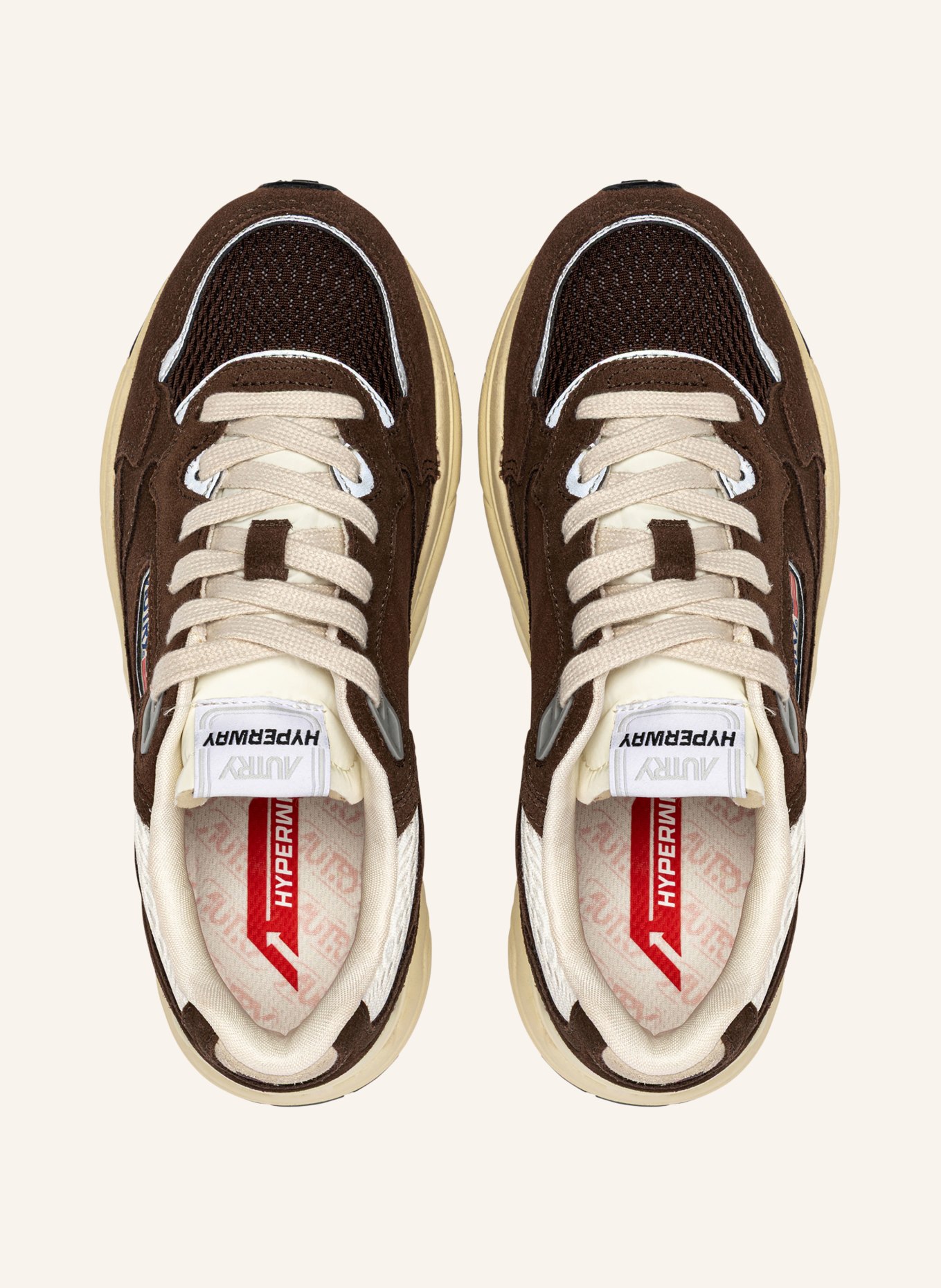 AUTRY Sneaker HYPERWAY LOW UM: DUNKELBRAUN / SILBER / WEISS