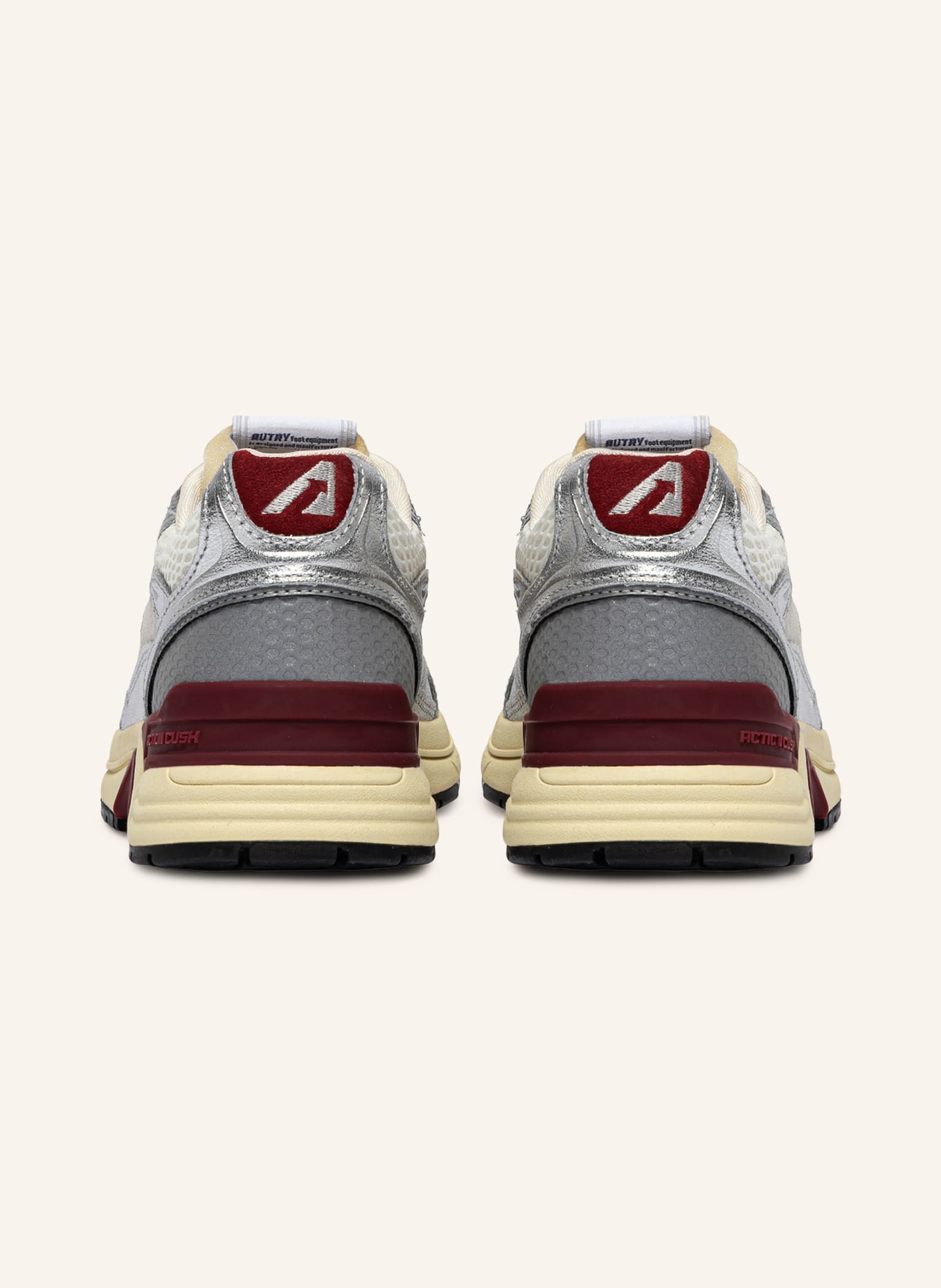 AUTRY Sneaker HYPERWAY LOW: SILBER / DUNKELROT / WEISS
