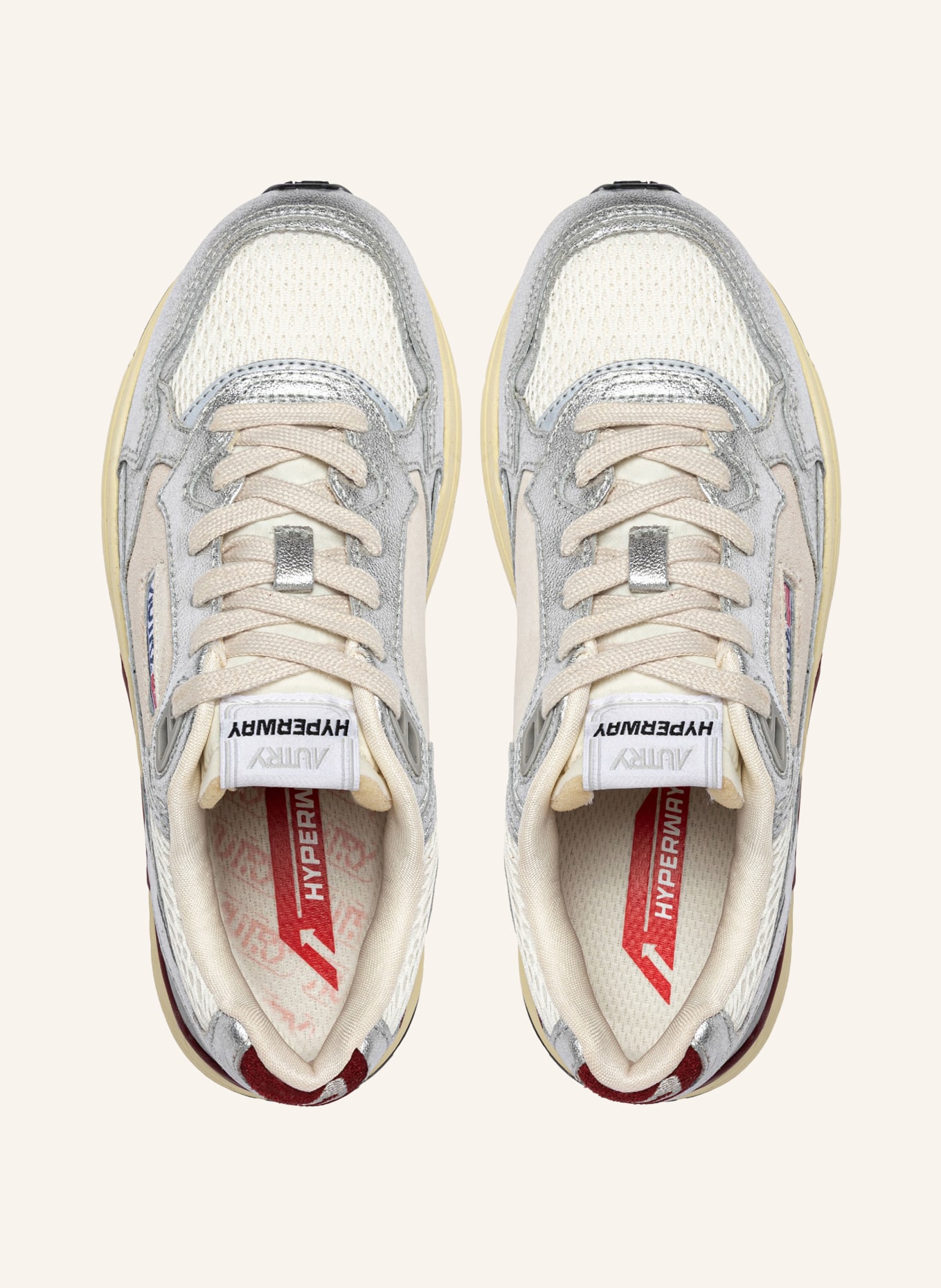 AUTRY Sneaker HYPERWAY LOW: SILBER / DUNKELROT / WEISS