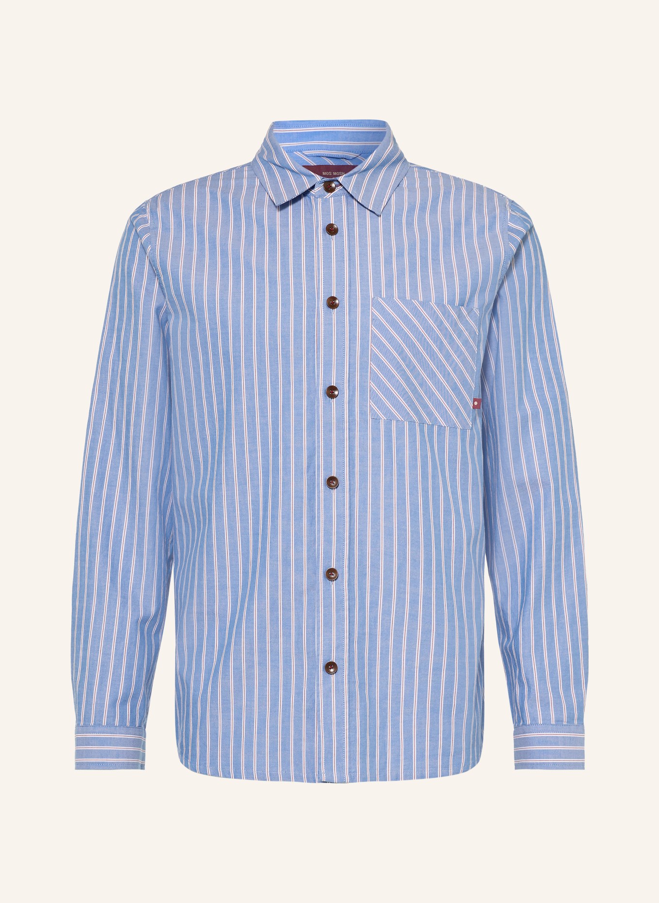 MOS MOSH Gallery MMGDAVID Comfort Fit Shirt: LIGHT BLUE / DARK RED / WHITE