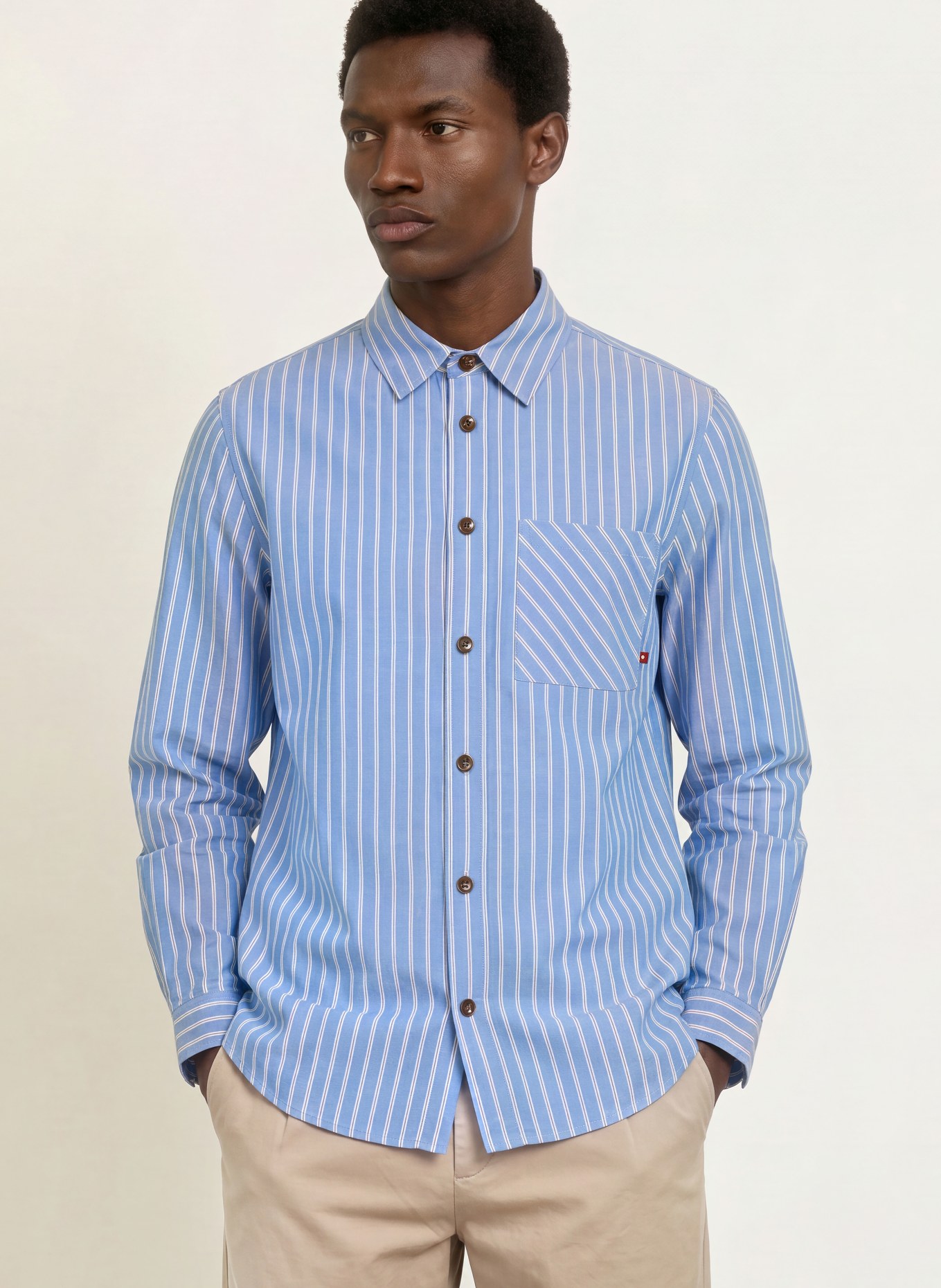 MOS MOSH Gallery MMGDAVID Comfort Fit Shirt: LIGHT BLUE / DARK RED / WHITE