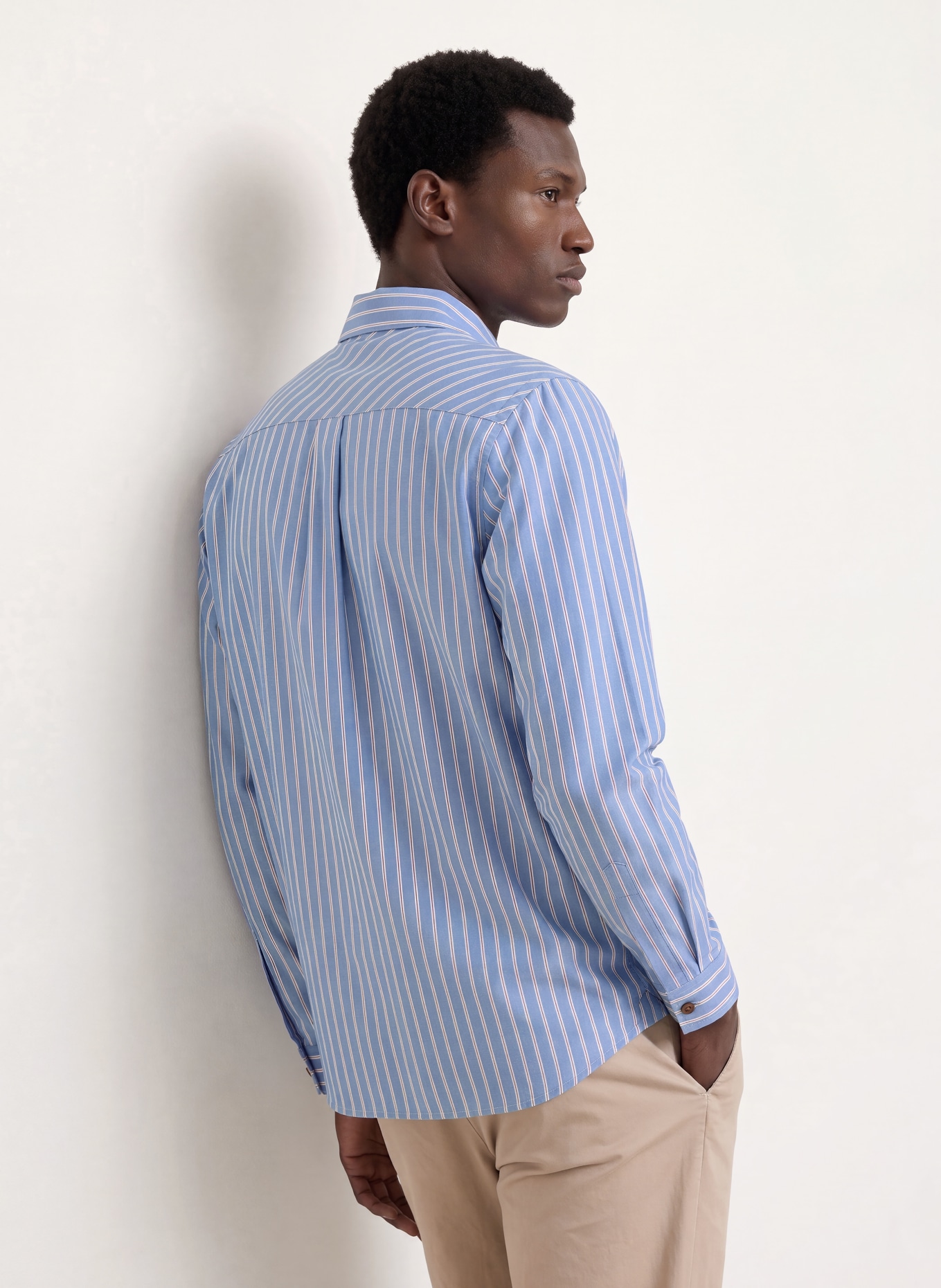 MOS MOSH Gallery MMGDAVID Comfort Fit Shirt: LIGHT BLUE / DARK RED / WHITE
