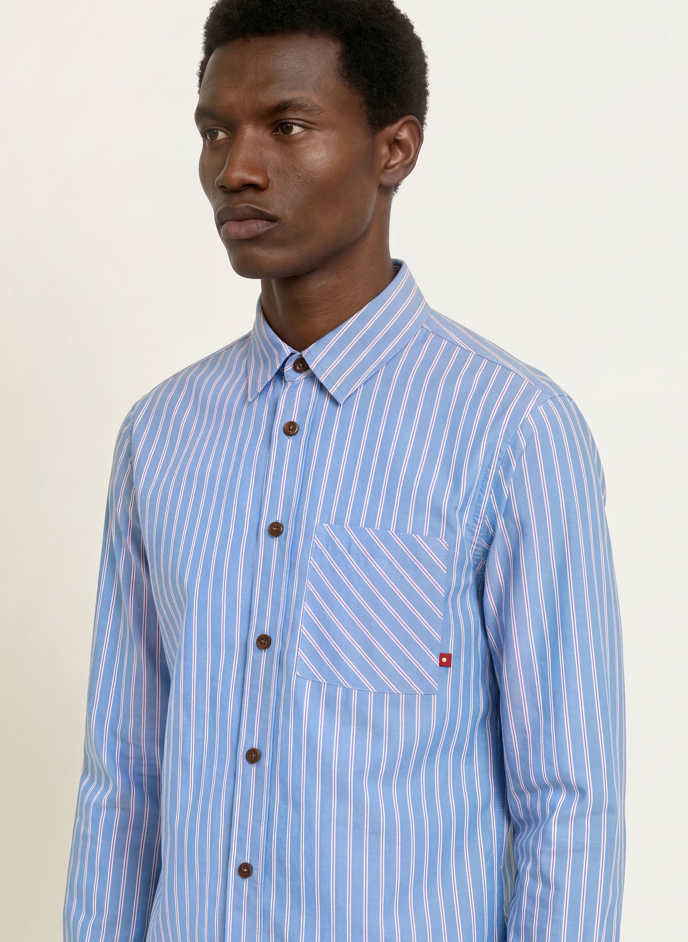MOS MOSH Gallery MMGDAVID Comfort Fit Shirt: LIGHT BLUE / DARK RED / WHITE
