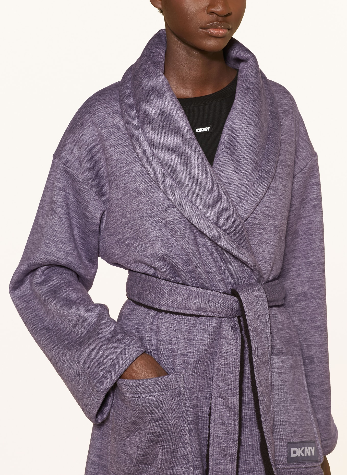 DKNY Robe de chambre pour femme: GRIS / NOIR
