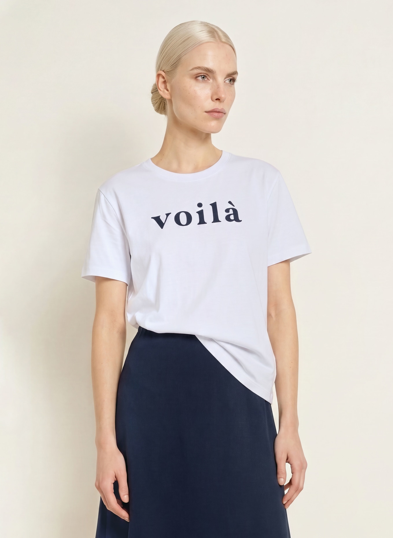 CATNOIR T-shirt met sierstenen: WIT / DONKERBLAUW