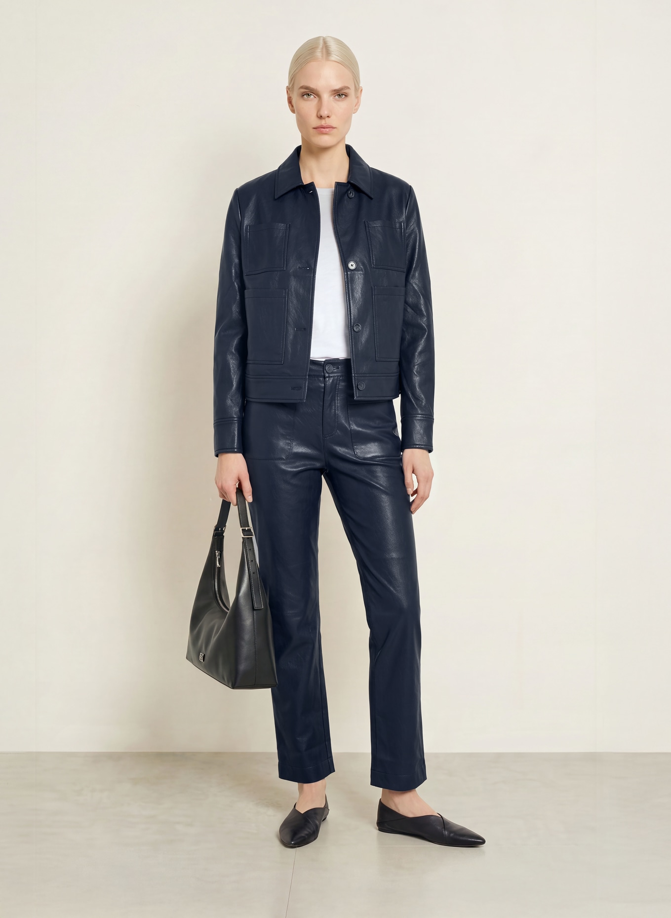 CATNOIR Blazer in leerlook: DONKERBLAUW
