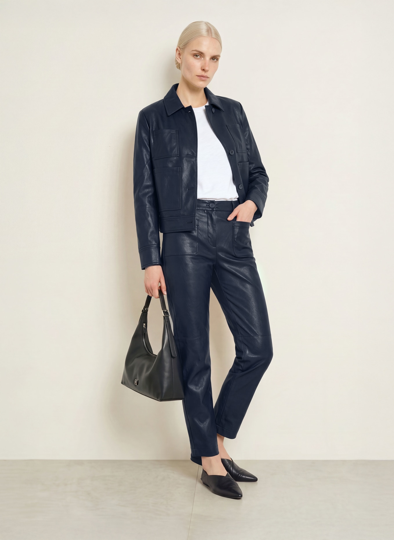 CATNOIR Blazer in leerlook: DONKERBLAUW