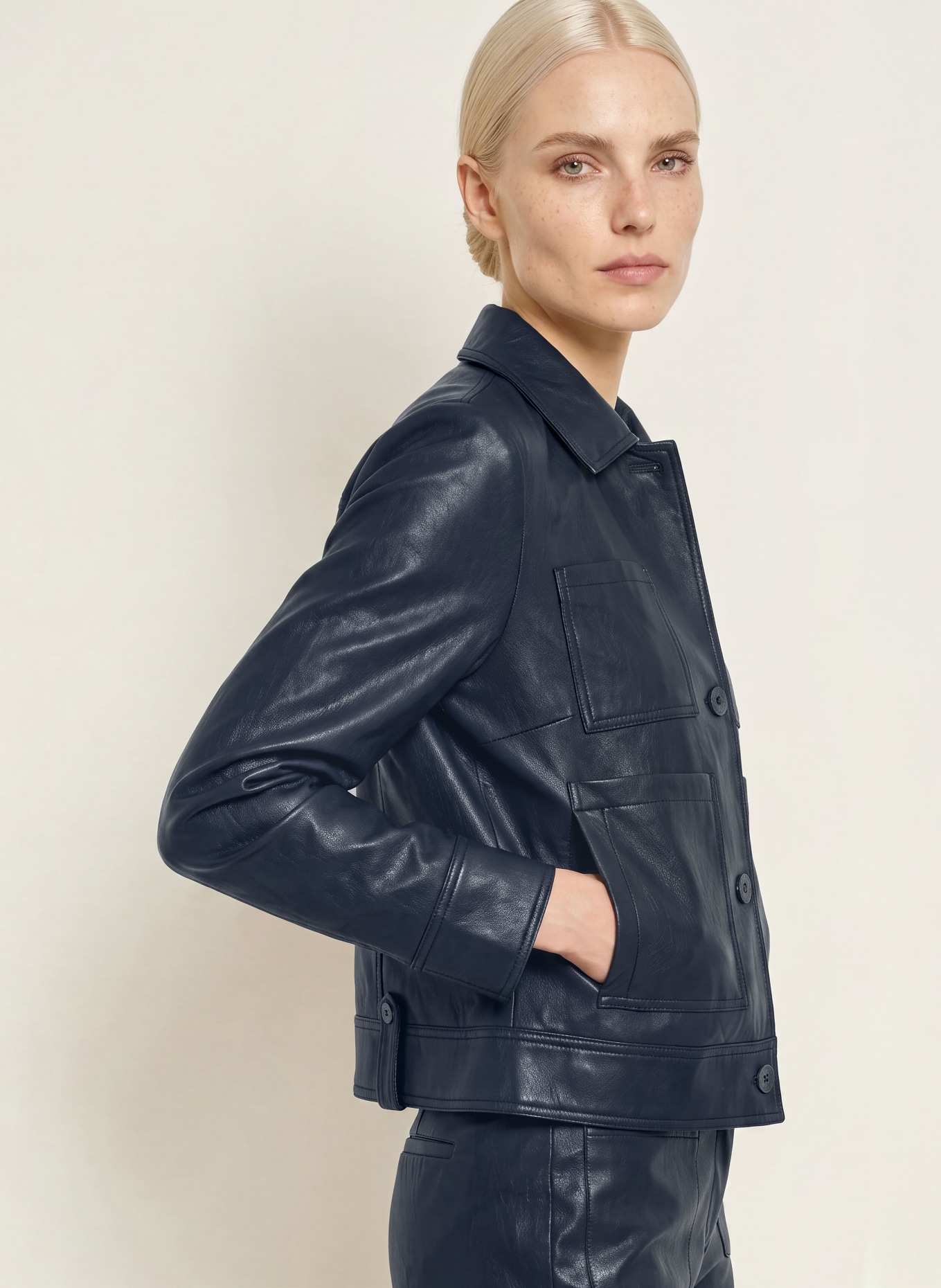 CATNOIR Blazer in leerlook: DONKERBLAUW