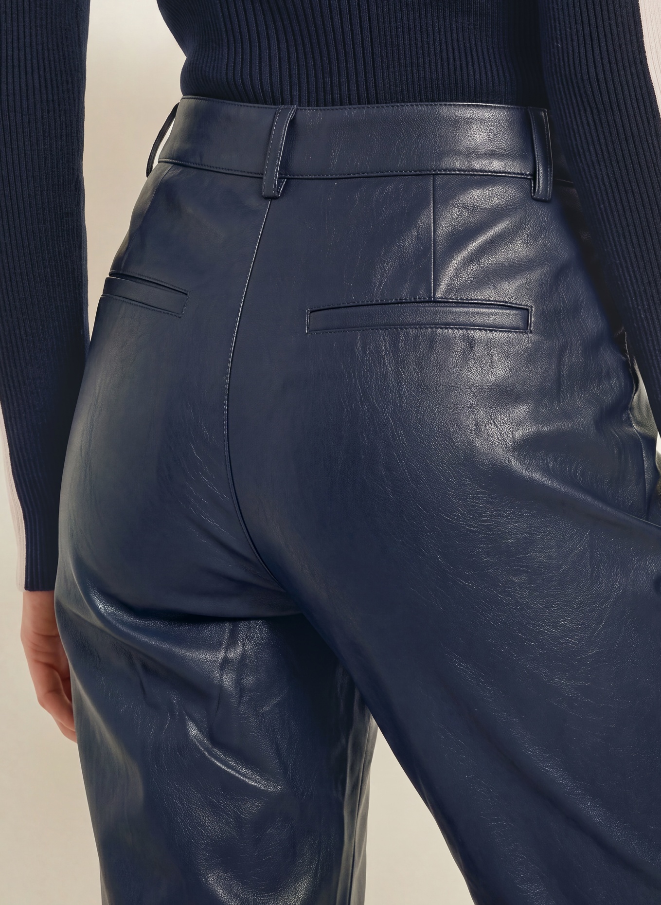 CATNOIR Broek met leerlook: DONKERBLAUW