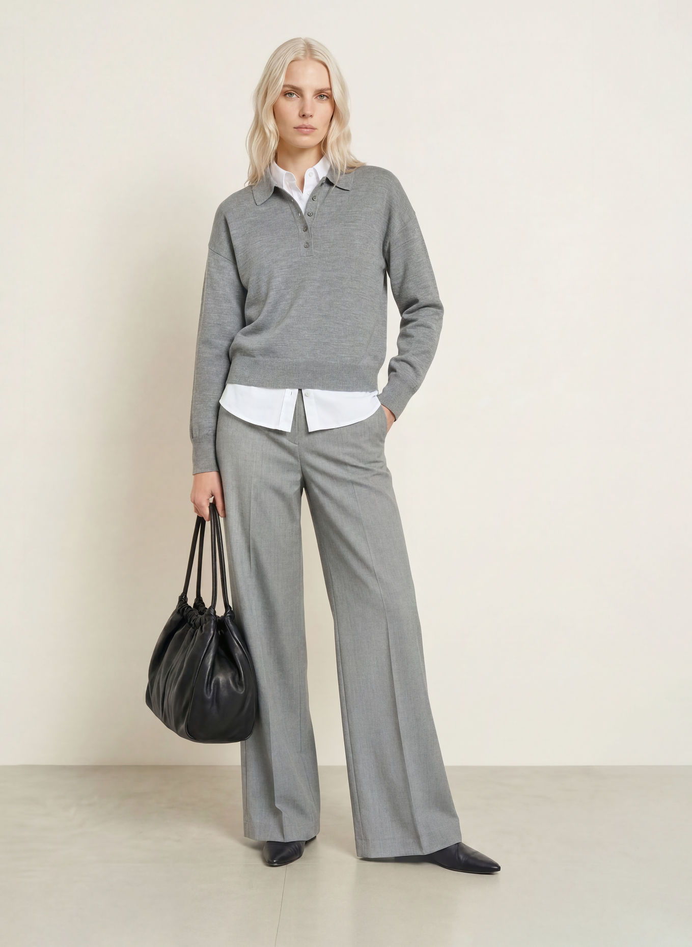 darling harbour Pull en laine mérinos: GREY MELANGE