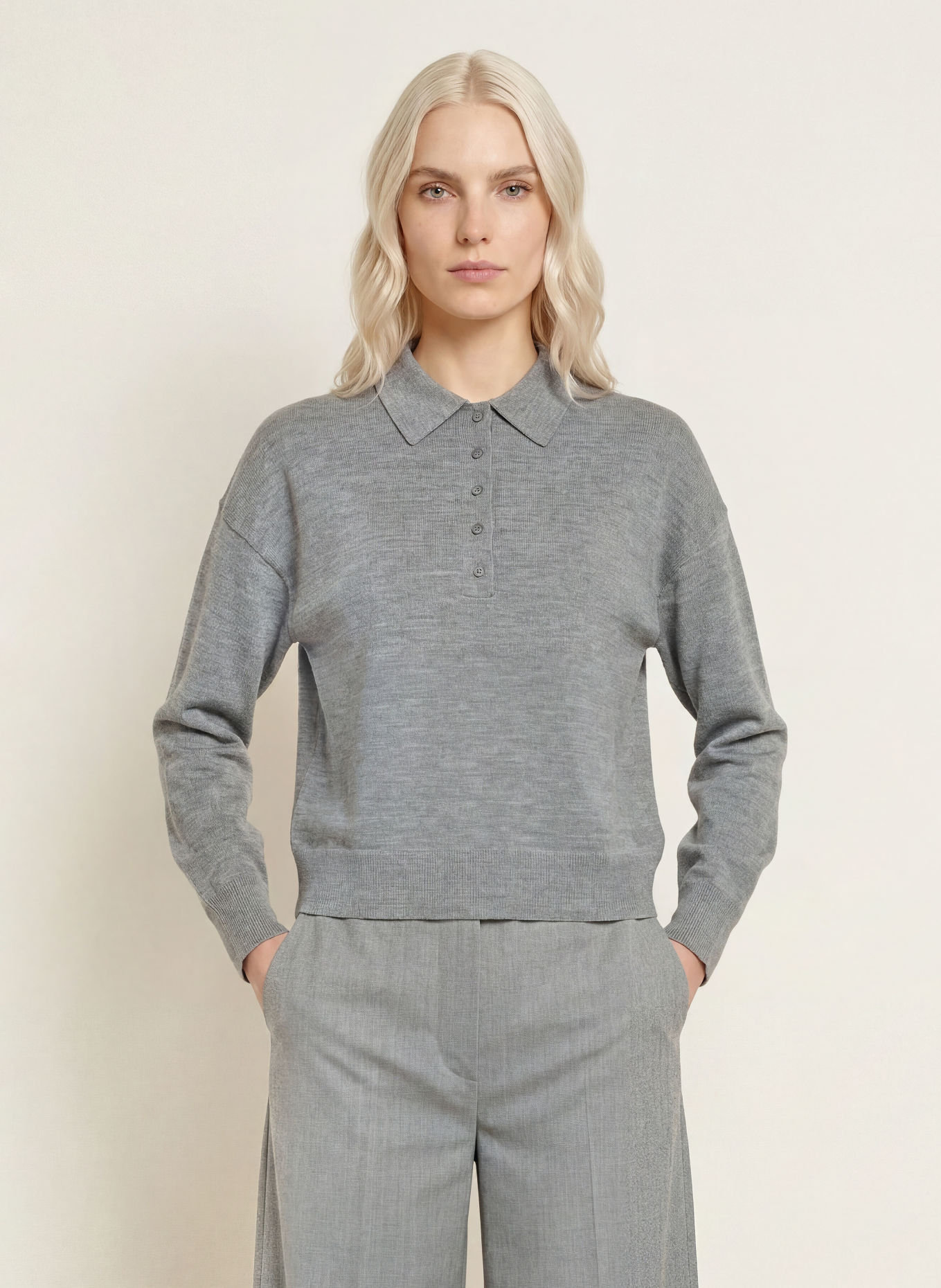 darling harbour Pull en laine mérinos: GREY MELANGE
