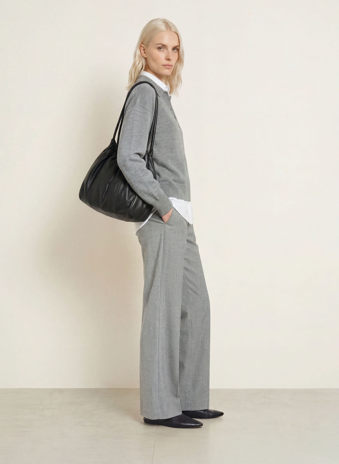 darling harbour Pull en laine mérinos: GREY MELANGE