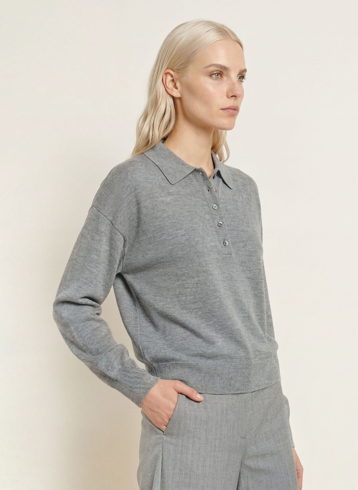 darling harbour Pull en laine mérinos: GREY MELANGE