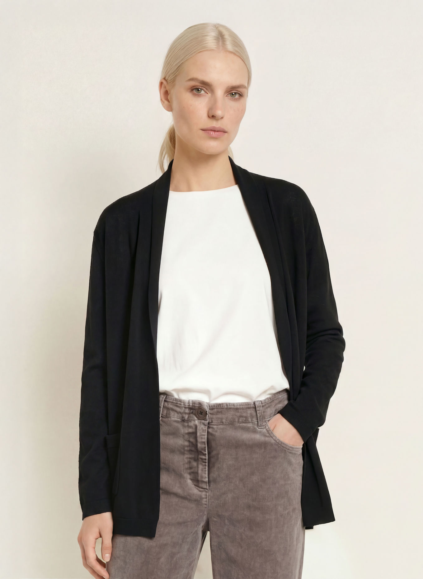 darling harbour Merino wool knit wrap: BLACK