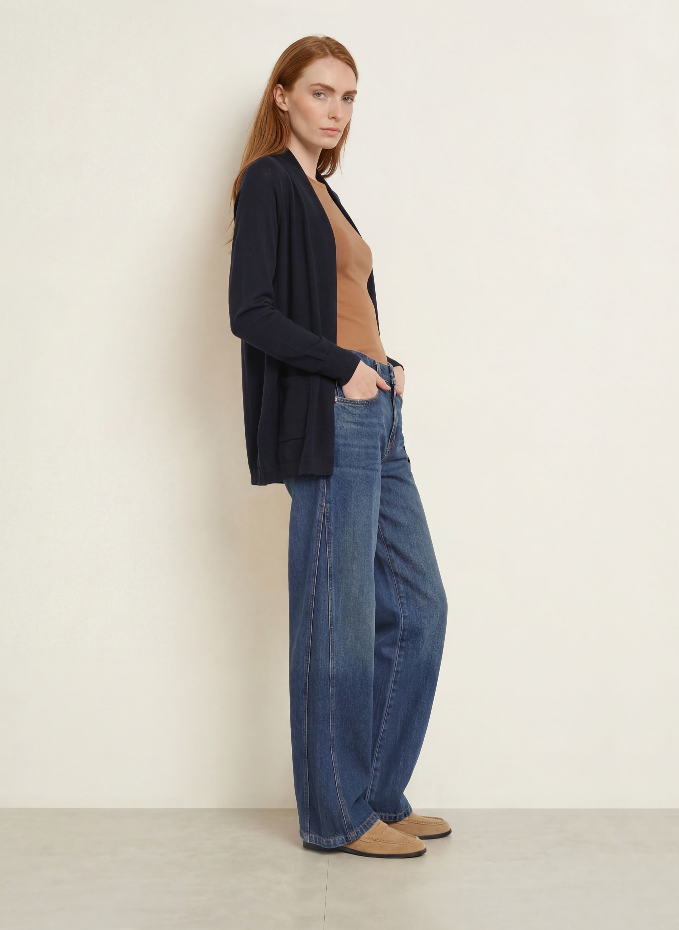 darling harbour Merino wool knit wrap: NAVY