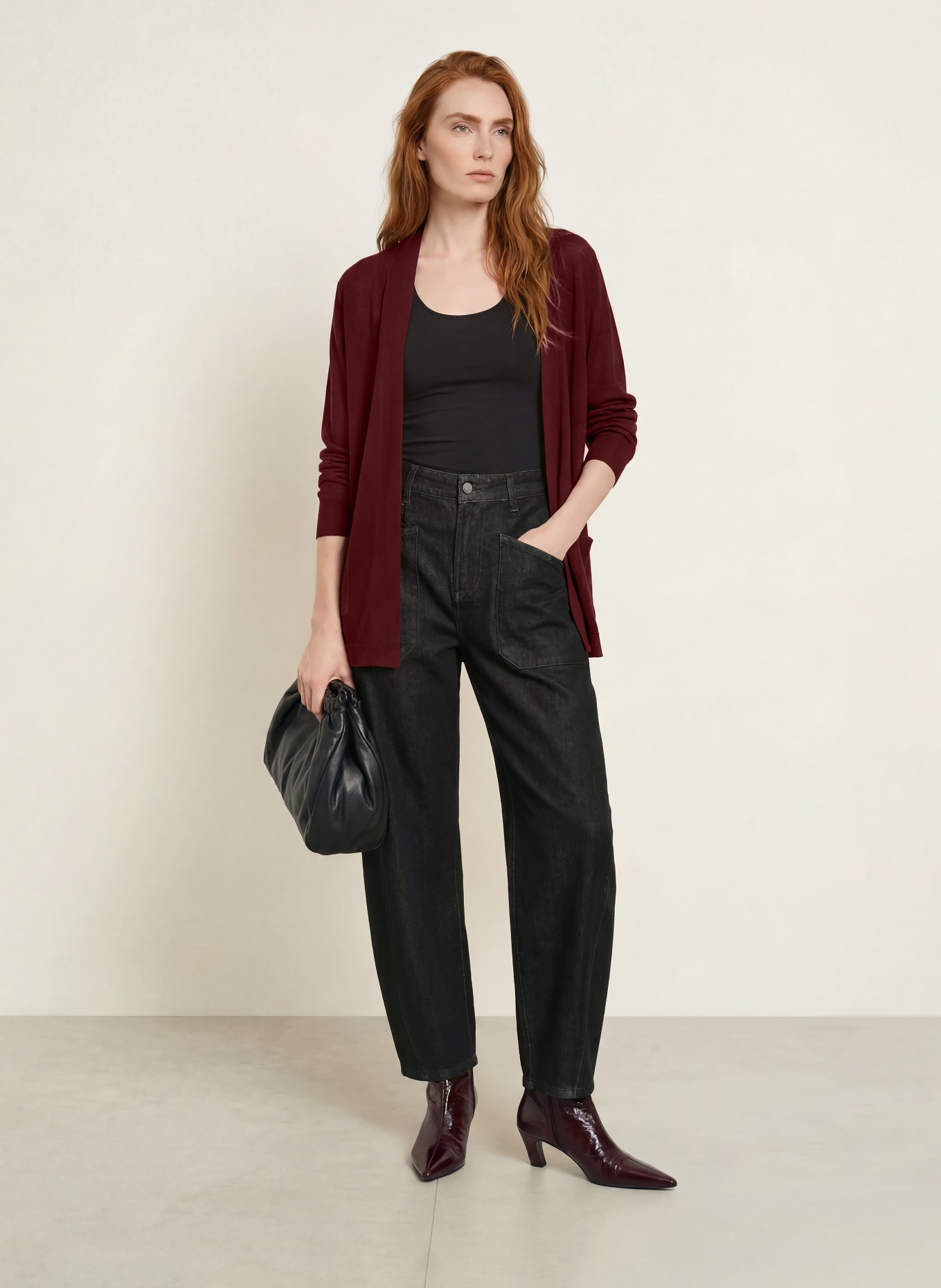 darling harbour Merino wool knit wrap: BURGUNDY