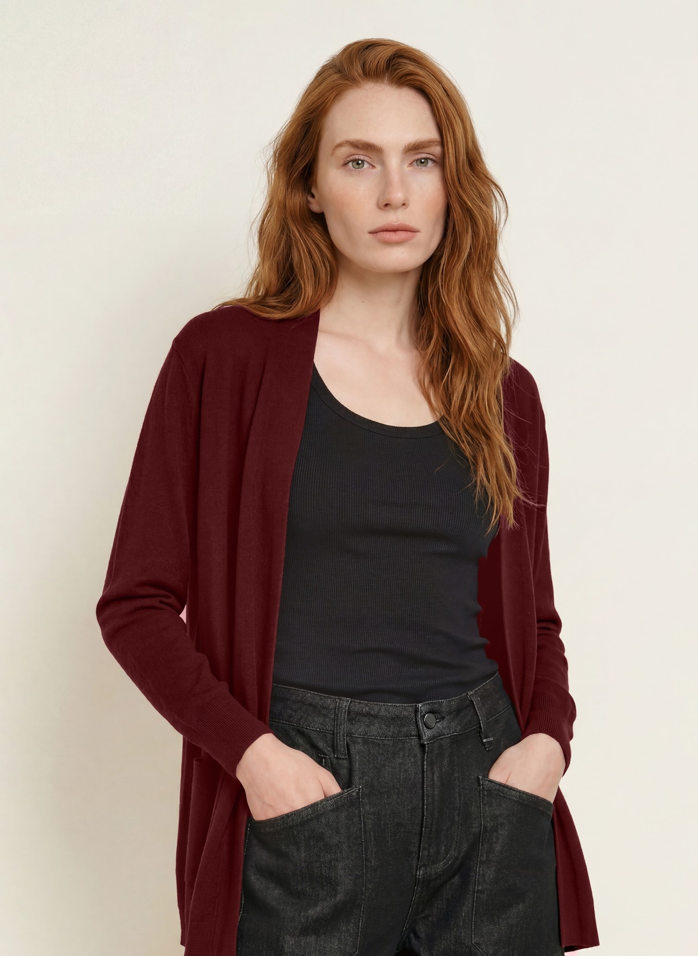 darling harbour Merino wool knit wrap: BURGUNDY
