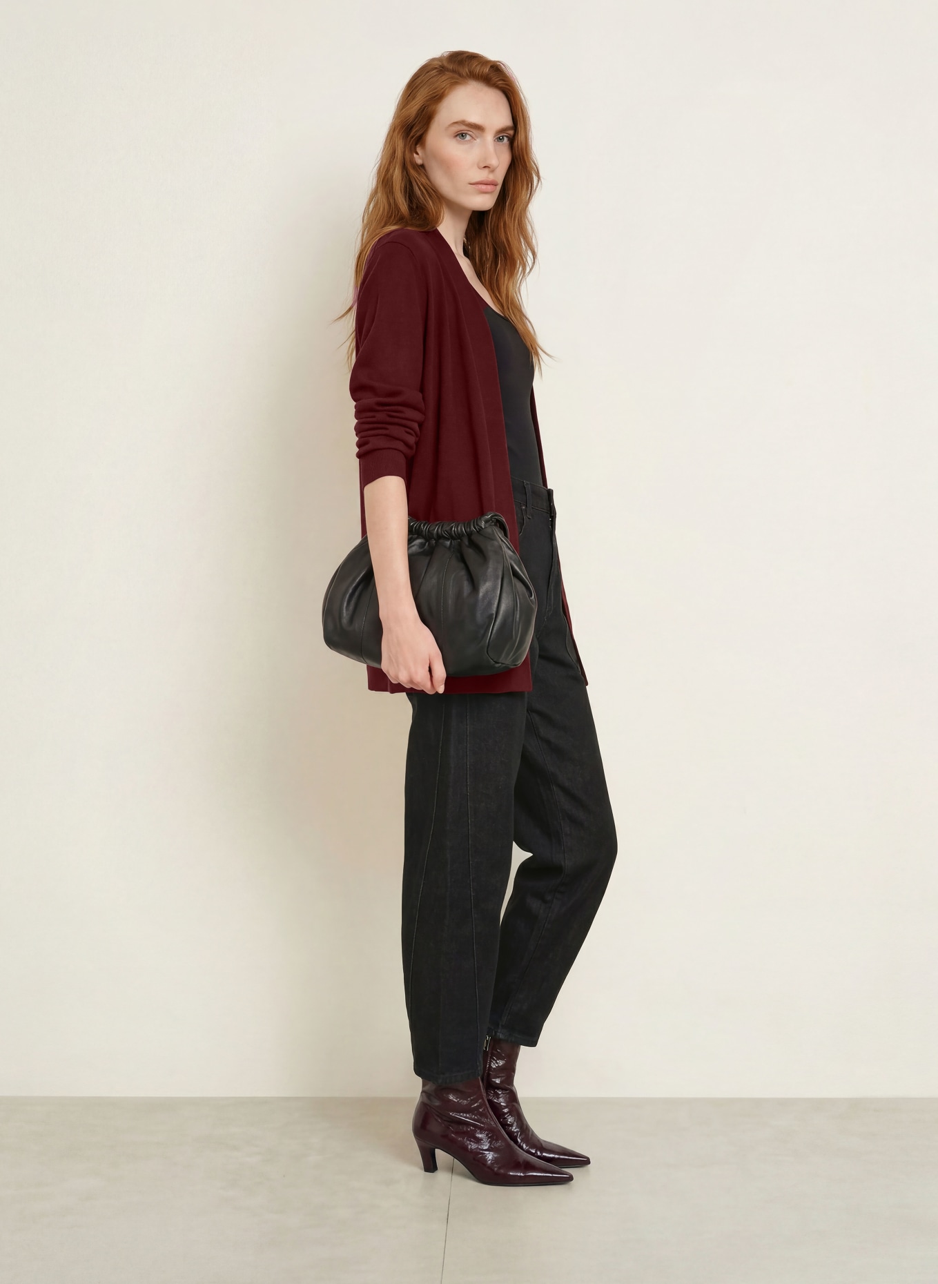 darling harbour Merino wool knit wrap: BURGUNDY