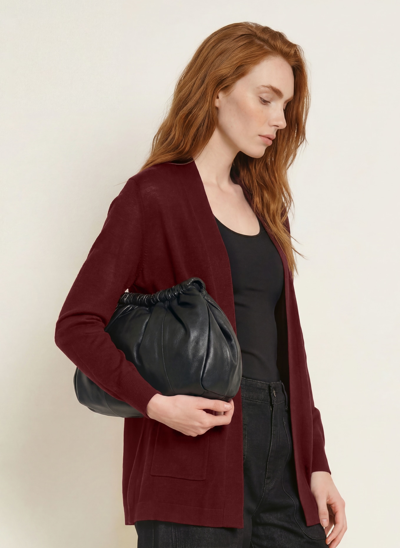 darling harbour Merino wool knit wrap: BURGUNDY