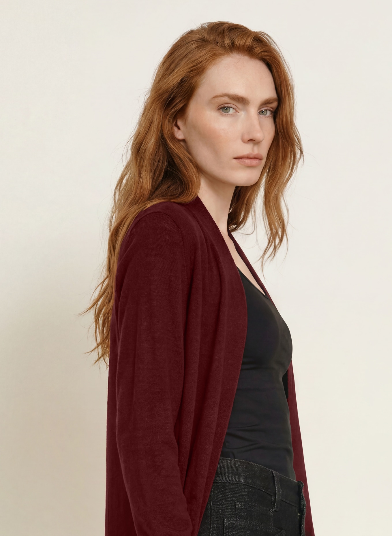 darling harbour Merino wool knit wrap: BURGUNDY