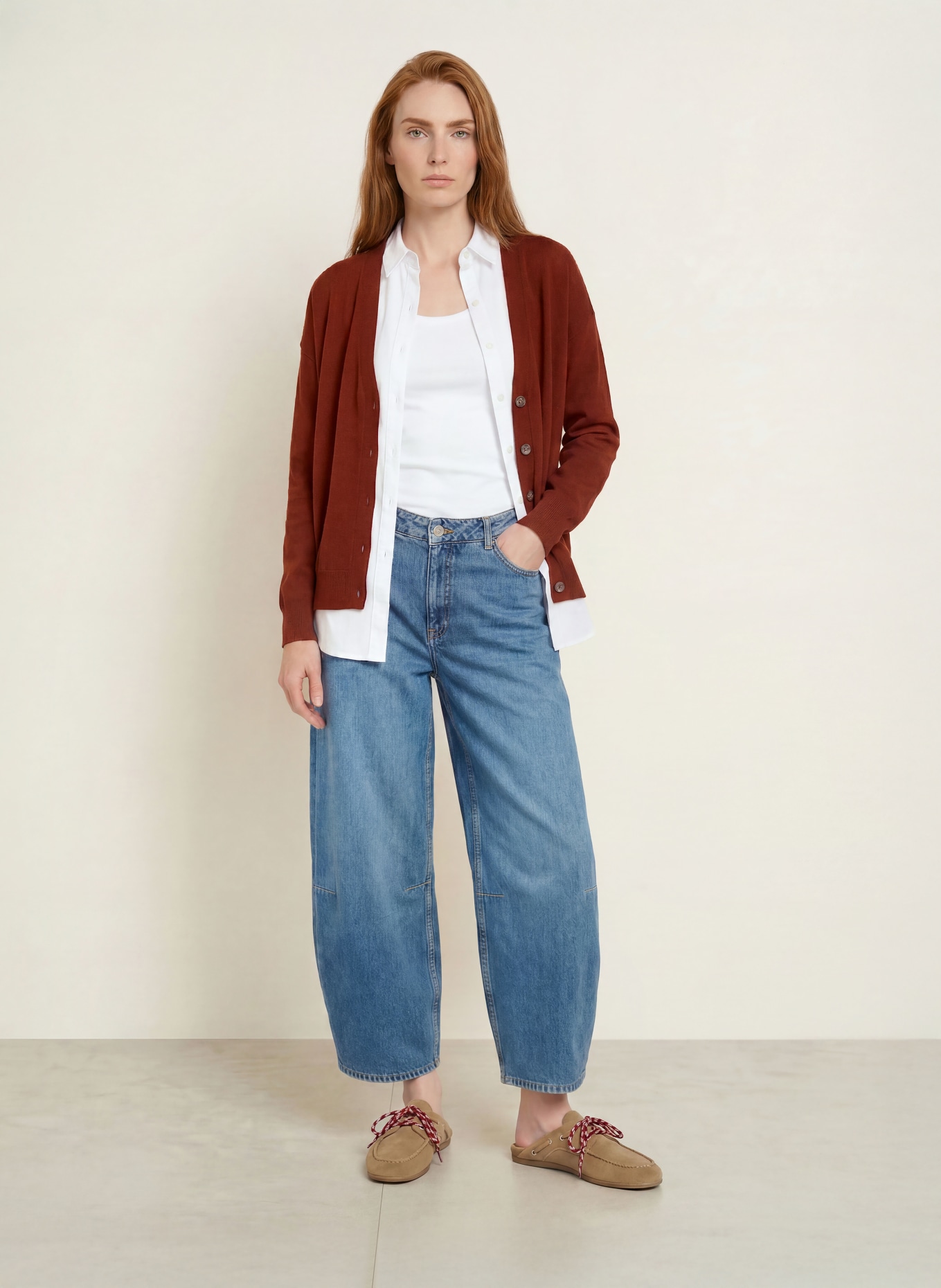 darling harbour Vest van merinowol: CINNAMON