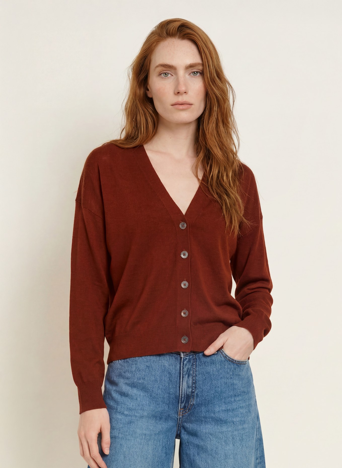 darling harbour Vest van merinowol: CINNAMON