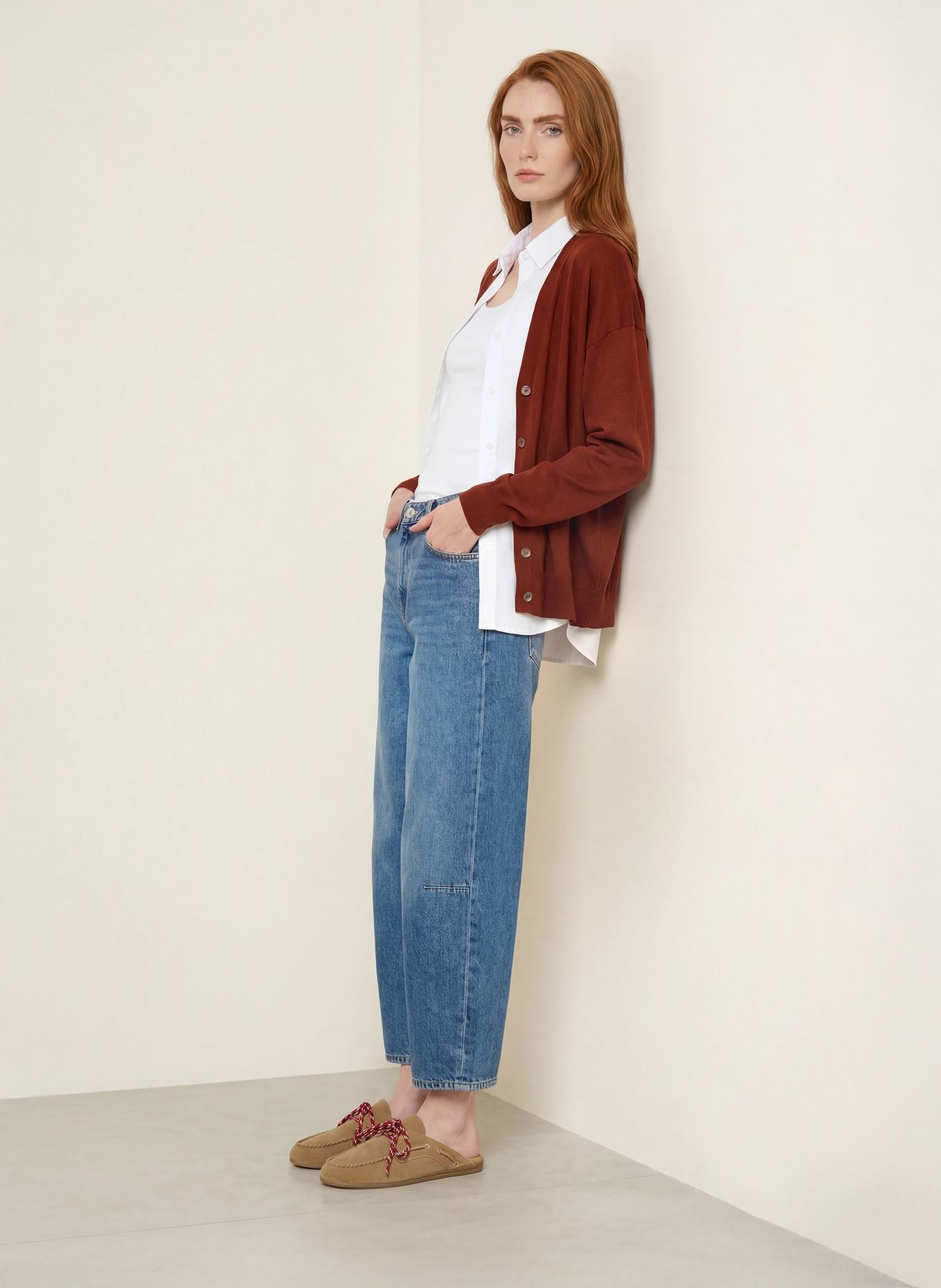 darling harbour Vest van merinowol: CINNAMON