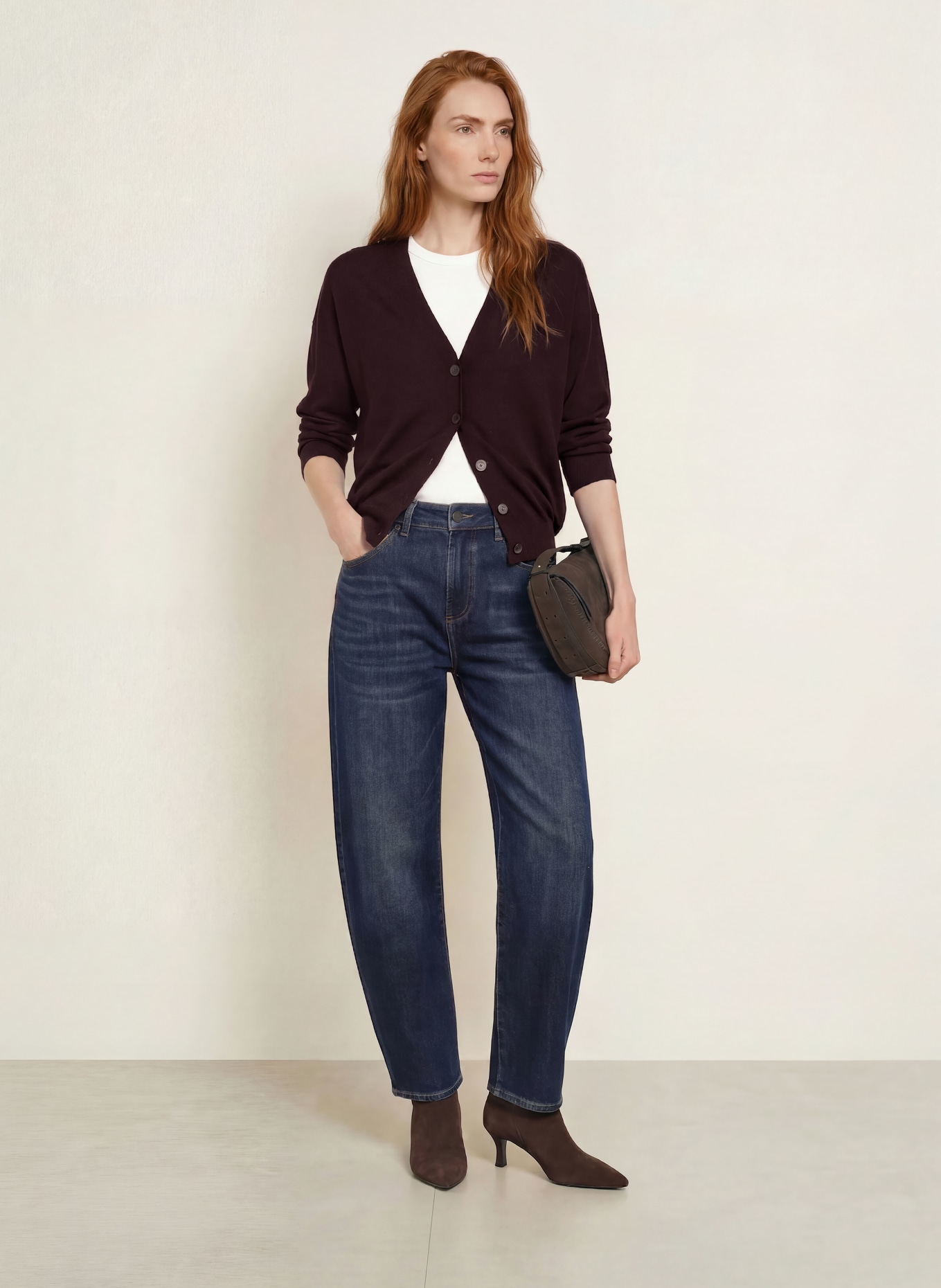 darling harbour Vest van merinowol: PLUM