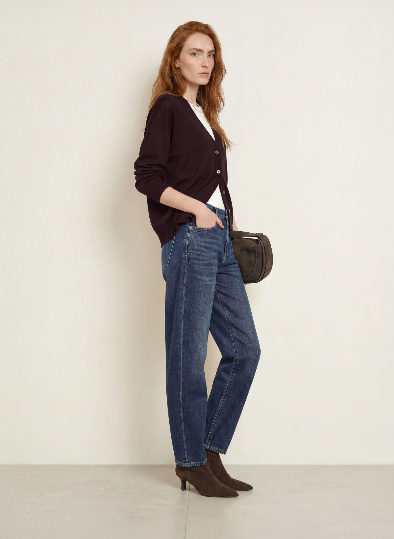 darling harbour Vest van merinowol: PLUM
